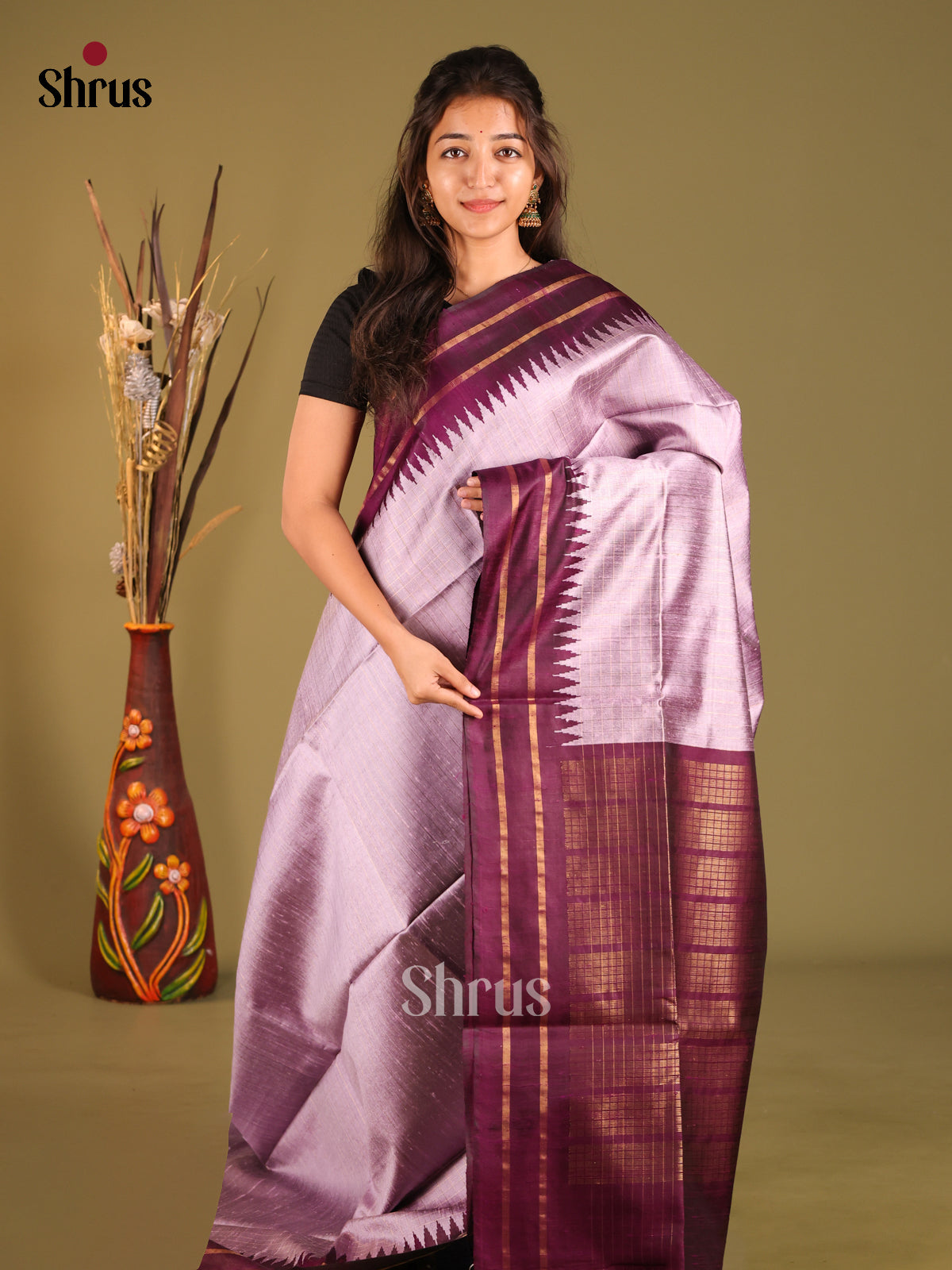 DHS12203 - Raw Silk Saree - Shop on Shrus.com