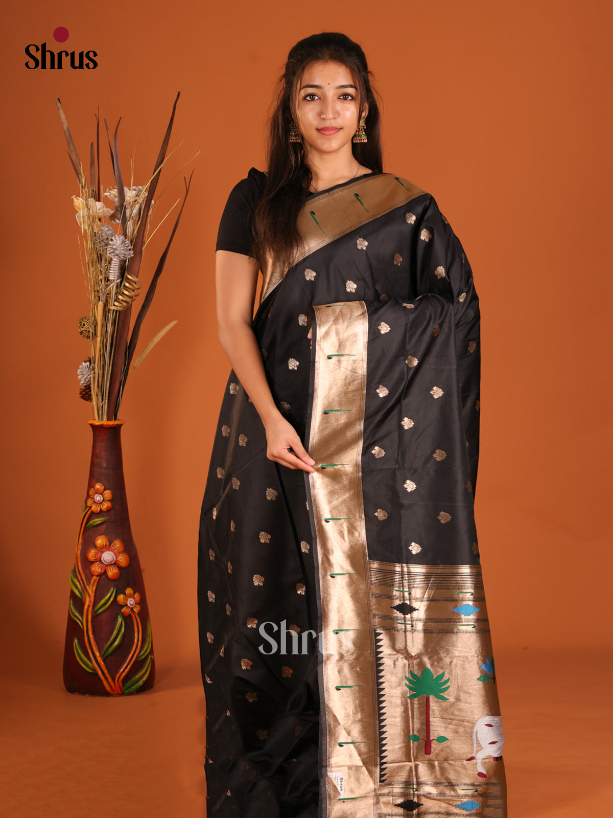 DHS12216 - Semi Paithani Saree - Shop on Shrus.com