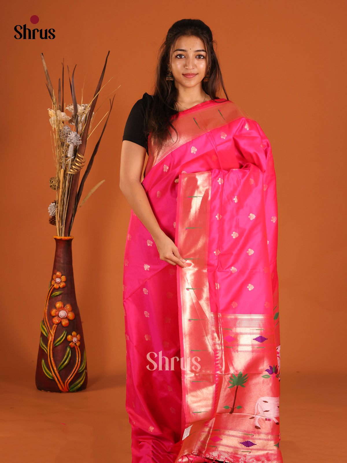 DHS12217 - Semi Paithani Saree - Shop on Shrus.com