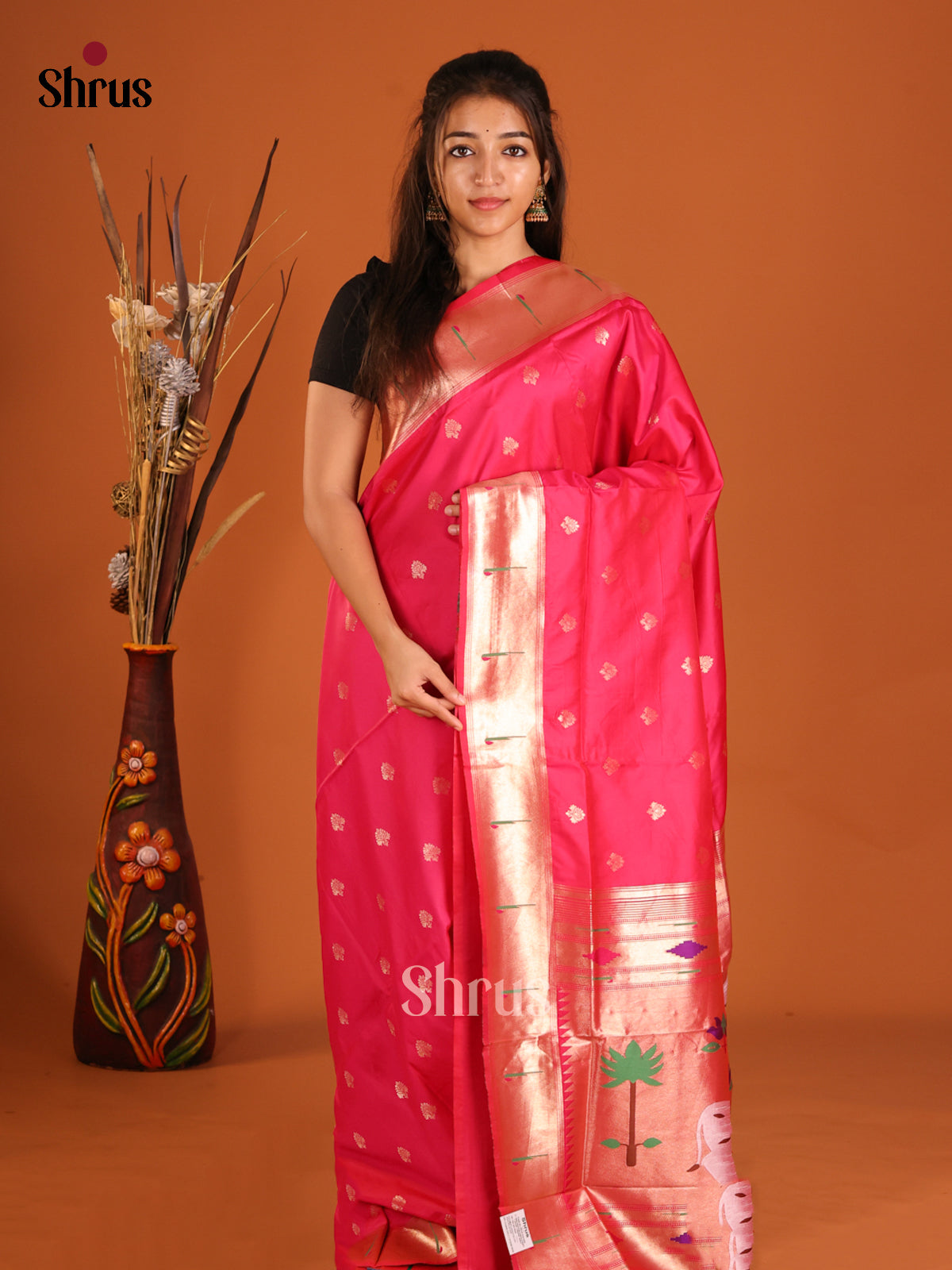 DHS12218 - Semi Paithani Saree - Shop on Shrus.com