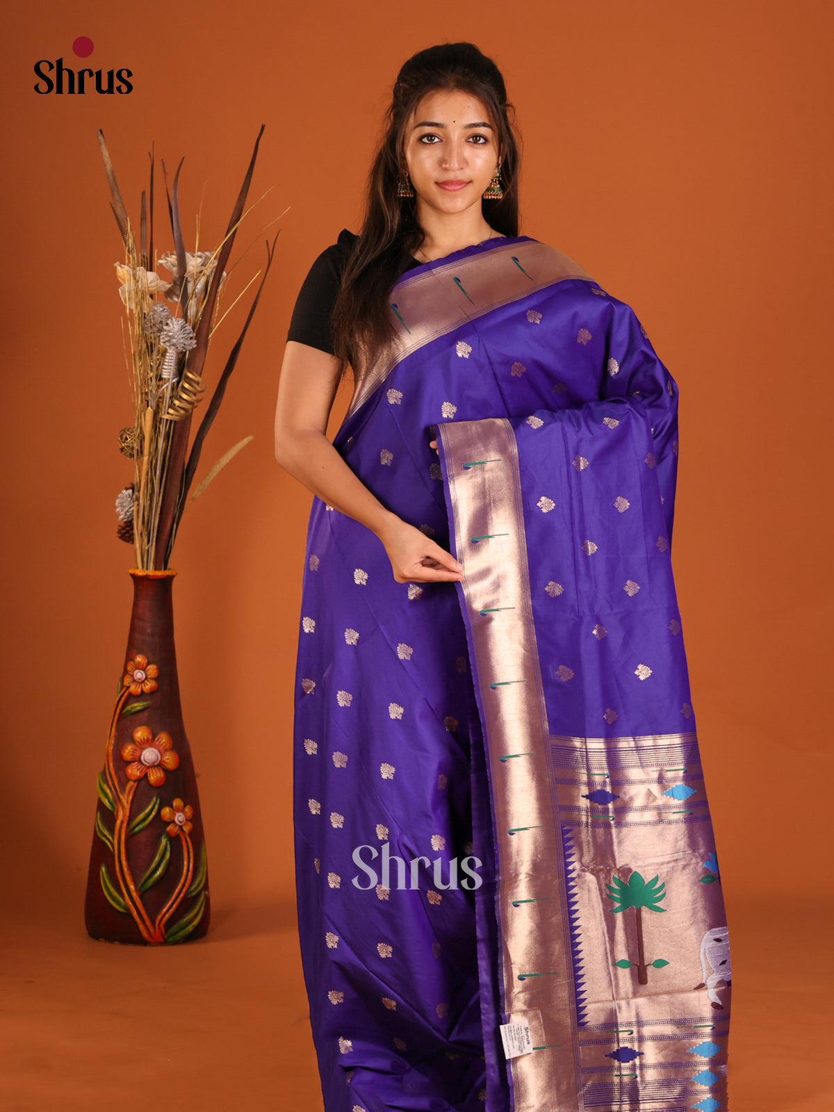 DHS12221 - Semi Paithani Saree - Shop on Shrus.com