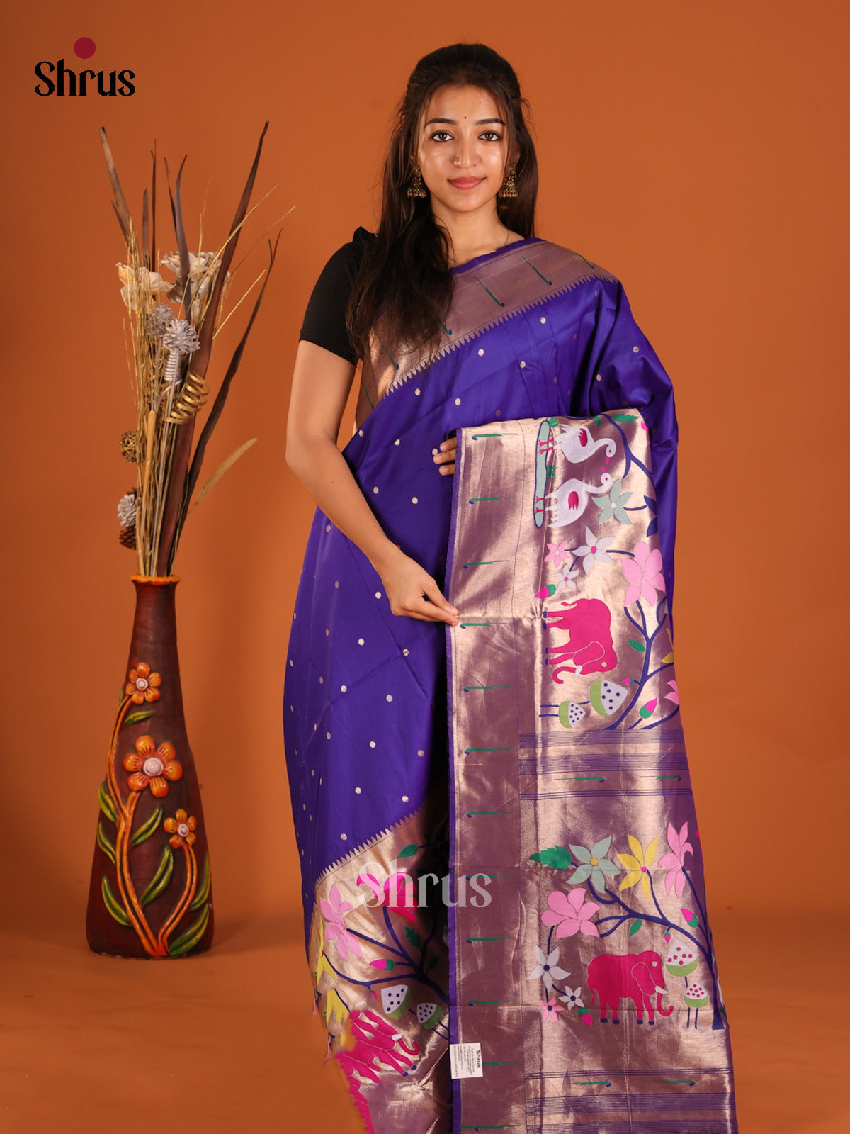 DHS12226 - Semi Paithani Saree - Shop on Shrus.com