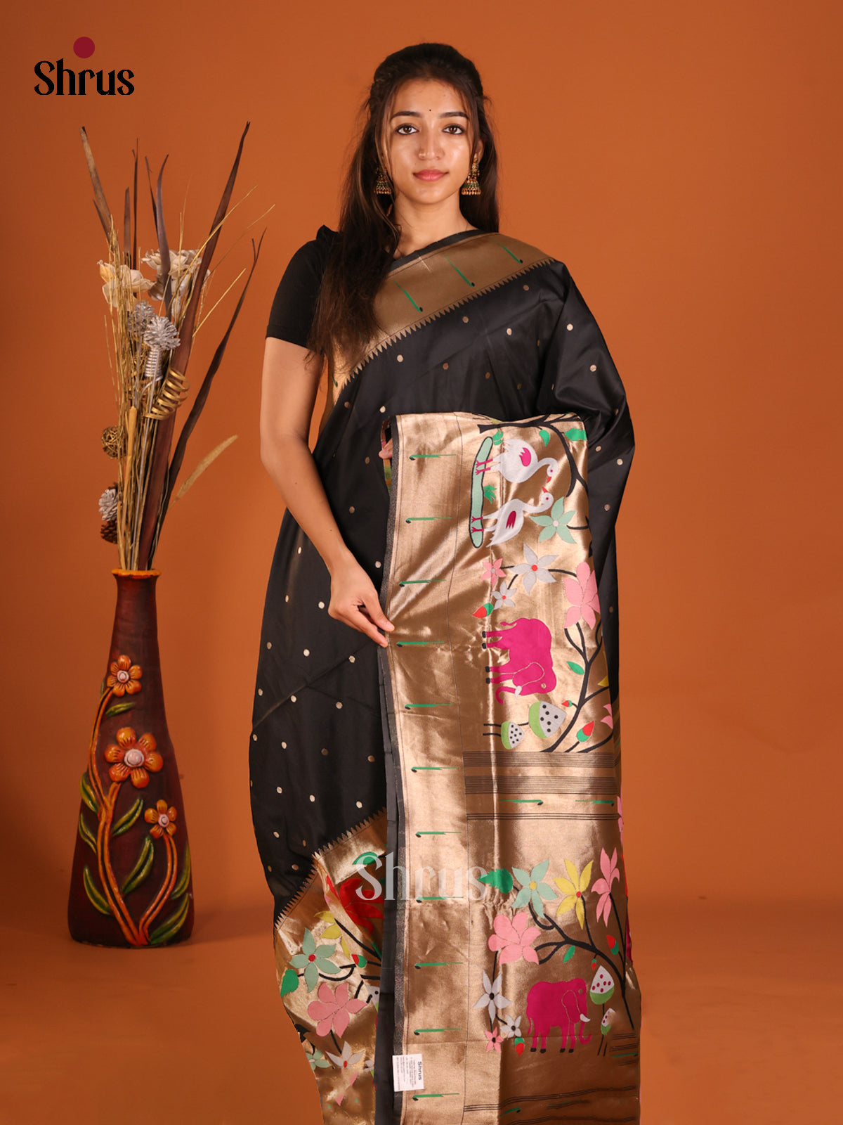 DHS12230 - Semi Paithani Saree - Shop on Shrus.com
