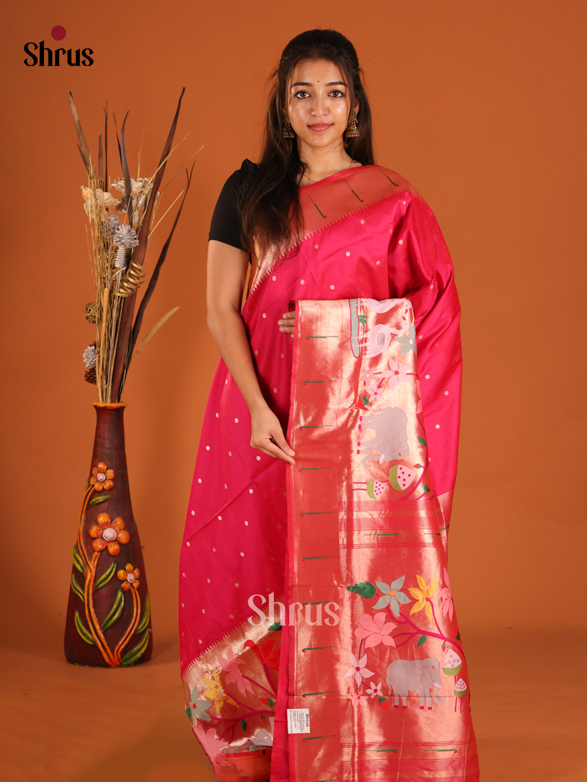 DHS12231 - Semi Paithani Saree - Shop on Shrus.com