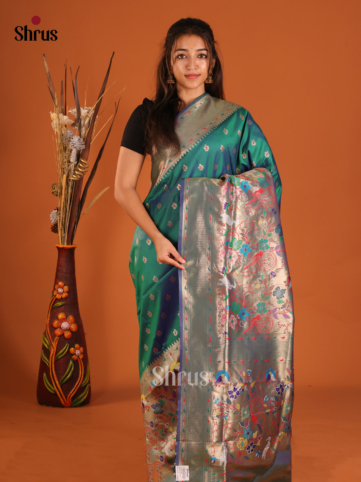 DHS12241 - Semi Paithani Saree - Shop on Shrus.com
