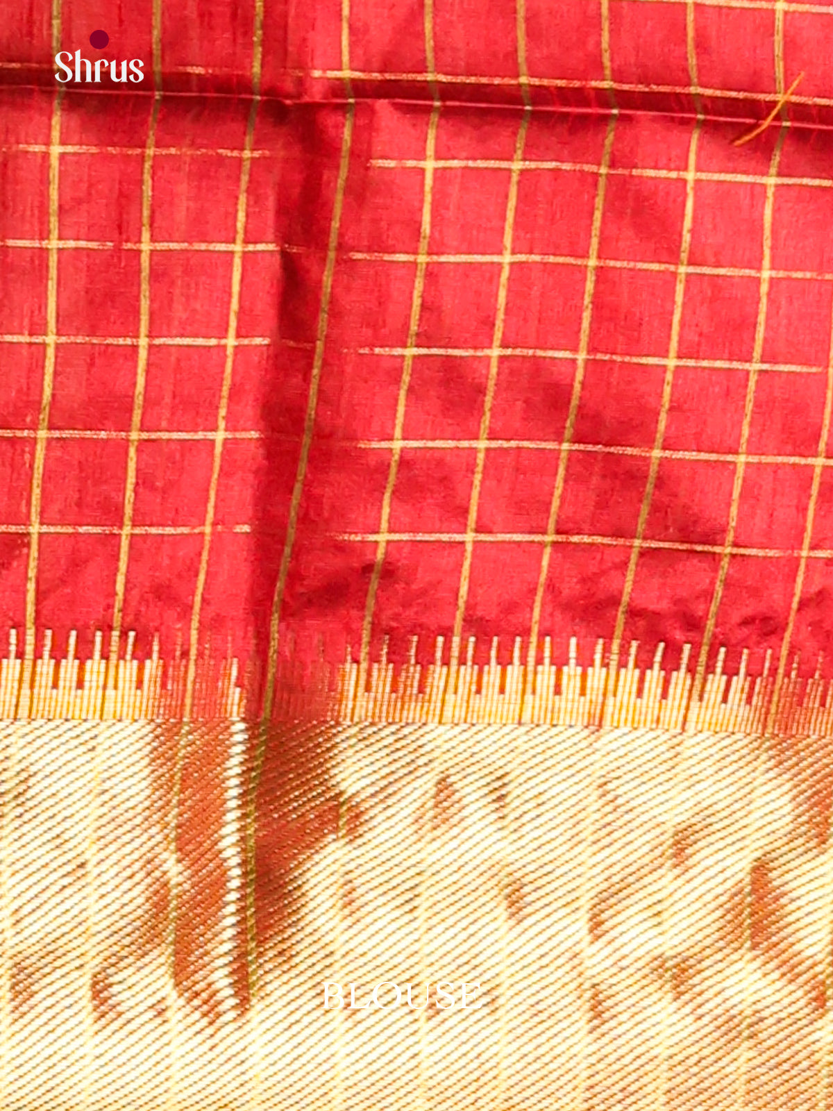 Grey & Red - Semi Rawsilk Saree - Shop on Shrus.com