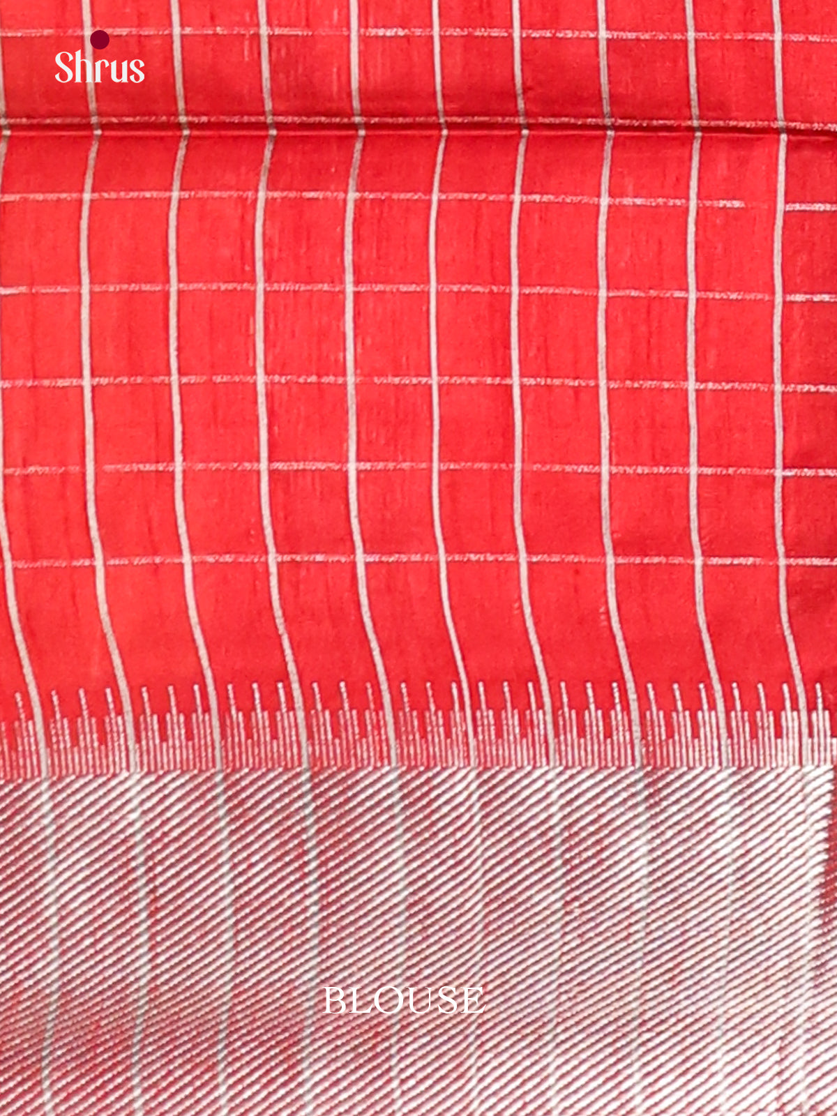 Cream  & Red - Semi Rawsilk Saree