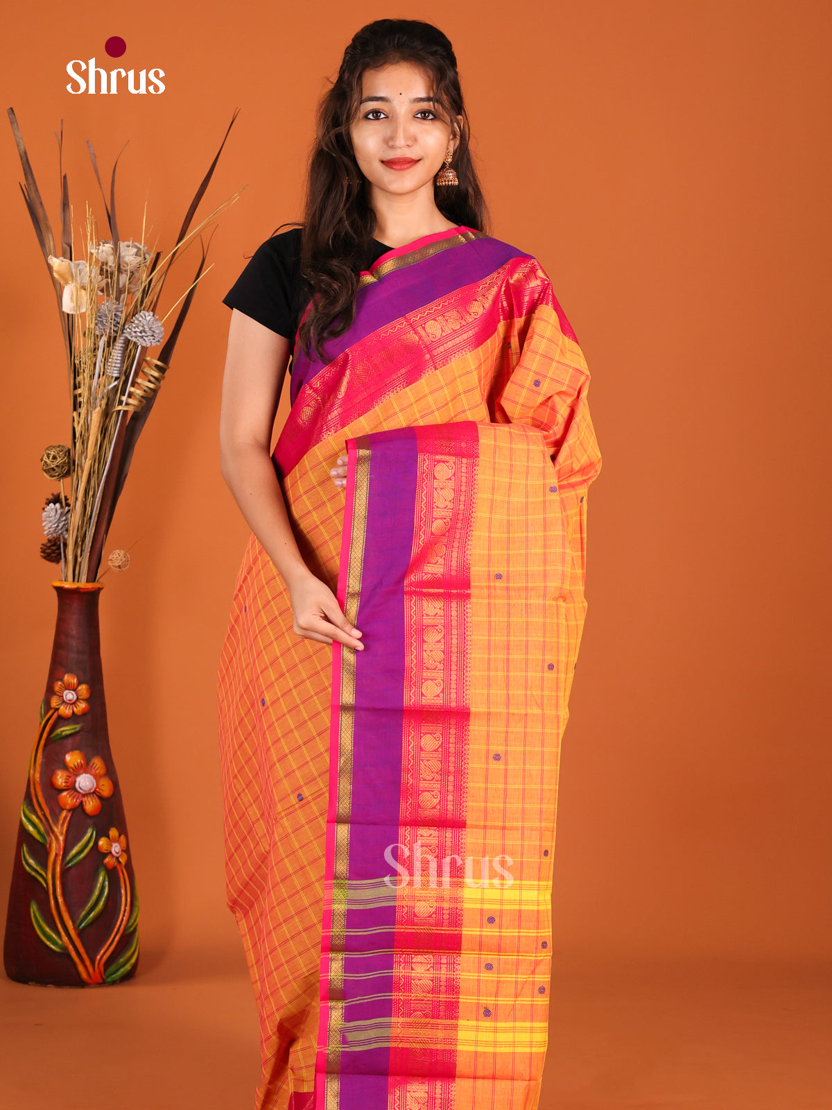 Orange & Pink-Chettinad Cotton
