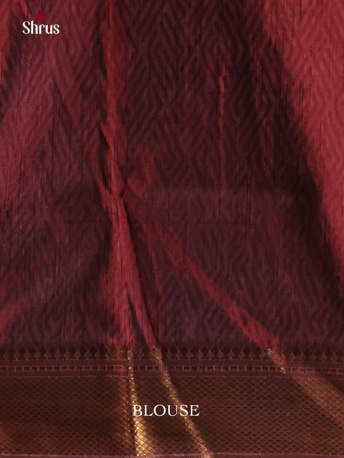 red with golden zari semi patola saree -1