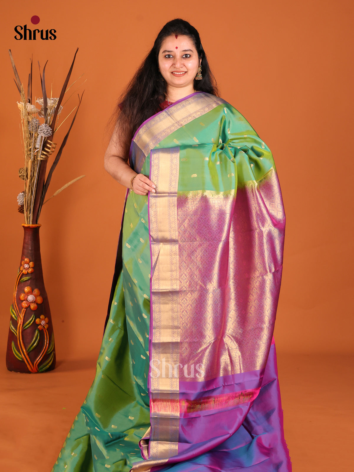 DHS16109 - Kanchipuram-halfpure Saree - Shop on Shrus.com