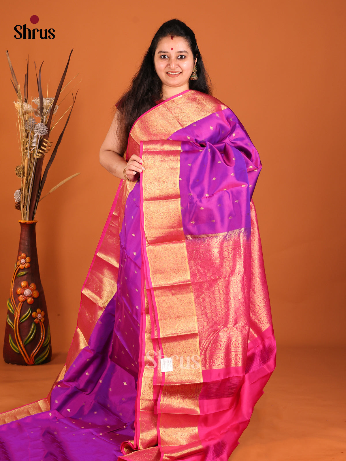 DHS16118 - Kanchipuram-halfpure Saree - Shop on Shrus.com