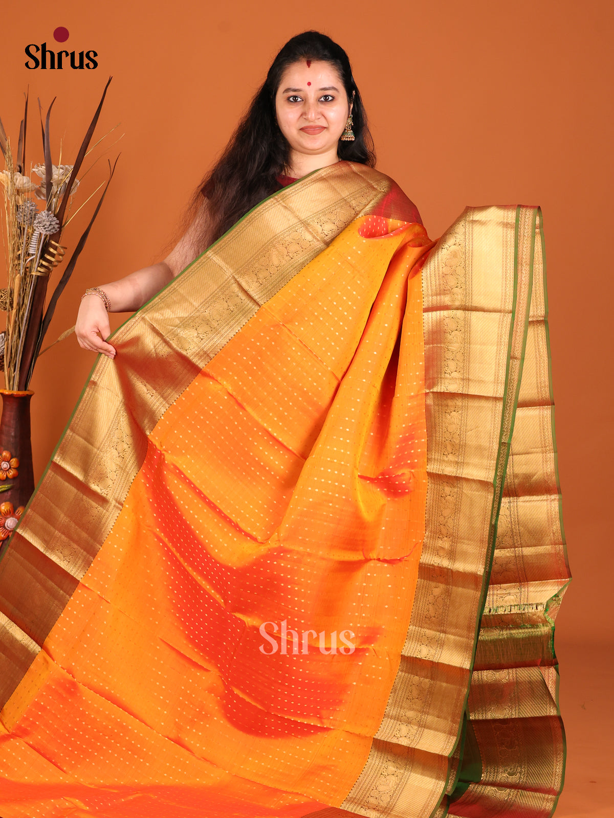 DHS16126 - Kanchipuram-halfpure Saree - Shop on Shrus.com