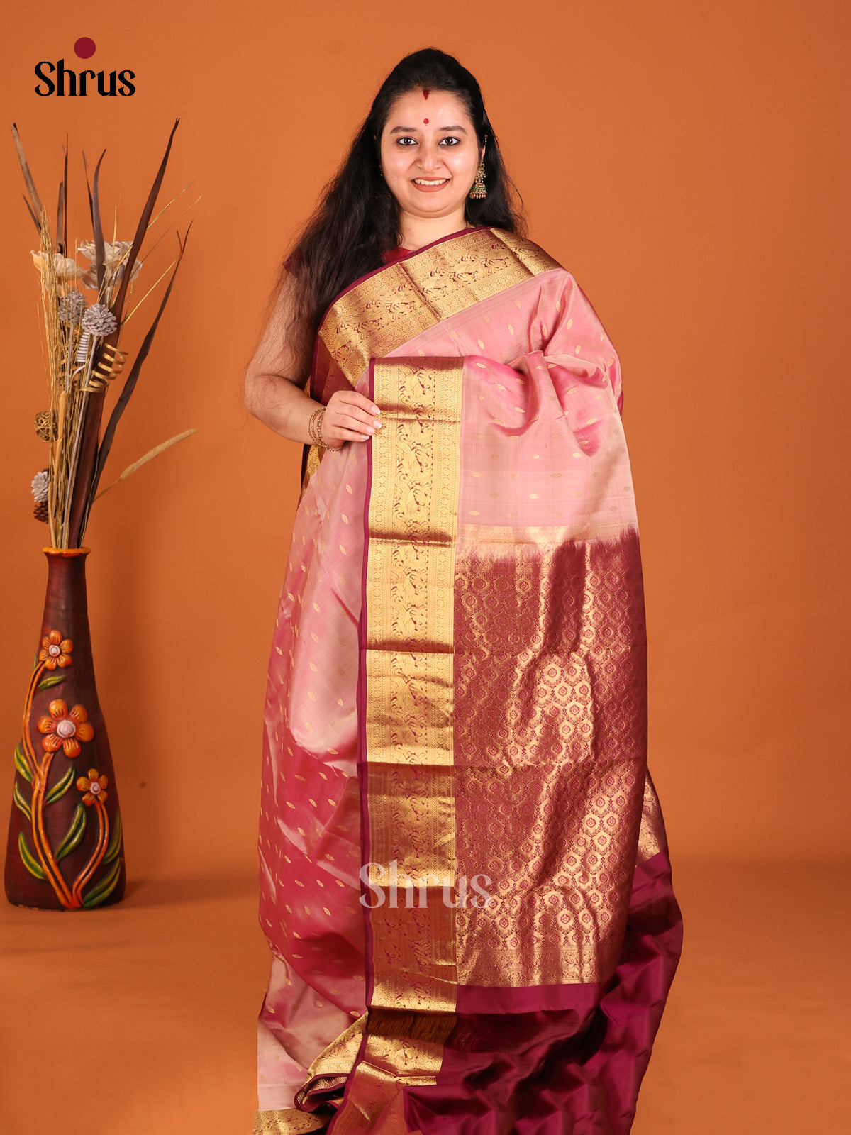 DHS16127 - Kanchipuram-halfpure Saree - Shop on Shrus.com