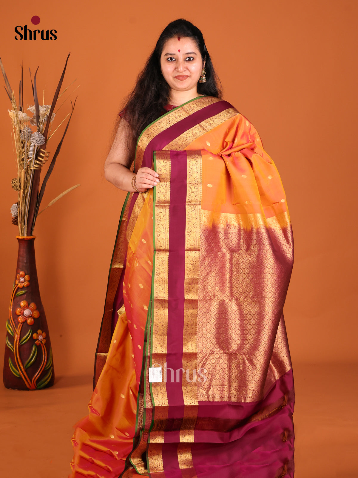DHS16128 - Kanchipuram-halfpure Saree - Shop on Shrus.com