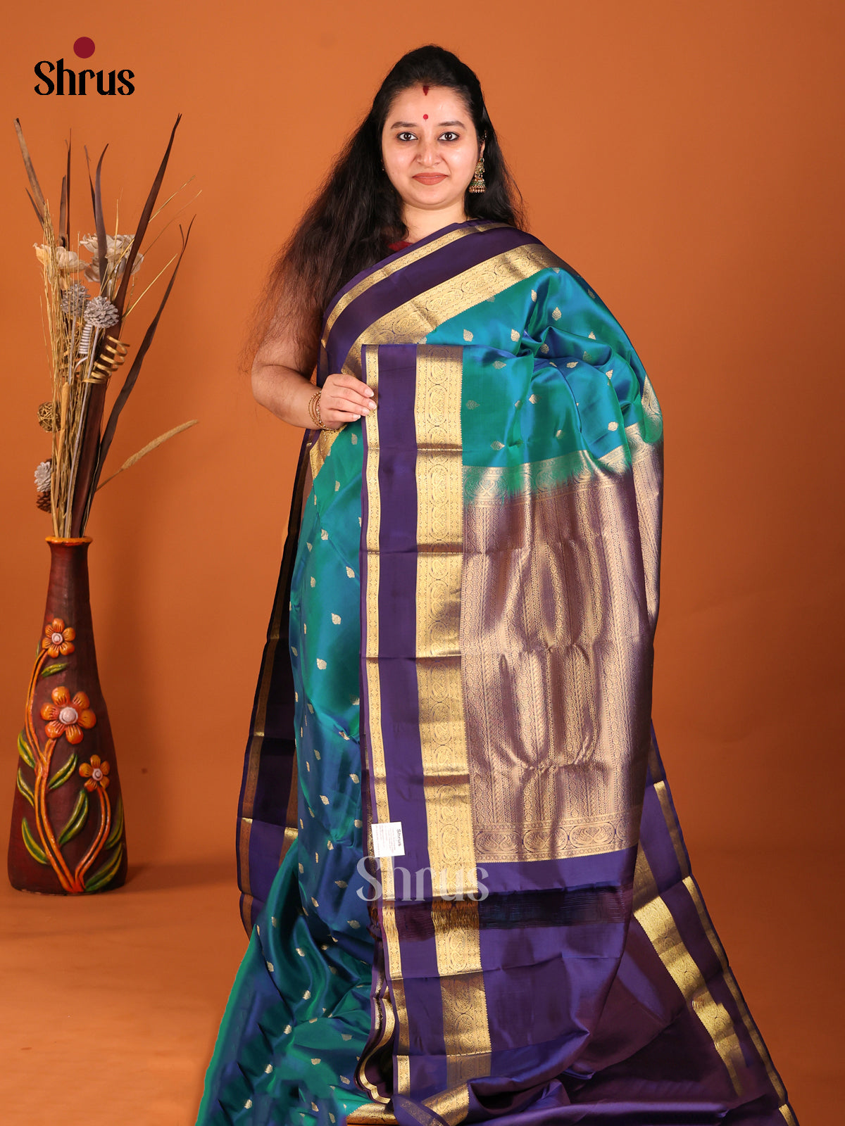 DHS16130 - Kanchipuram-halfpure Saree - Shop on Shrus.com