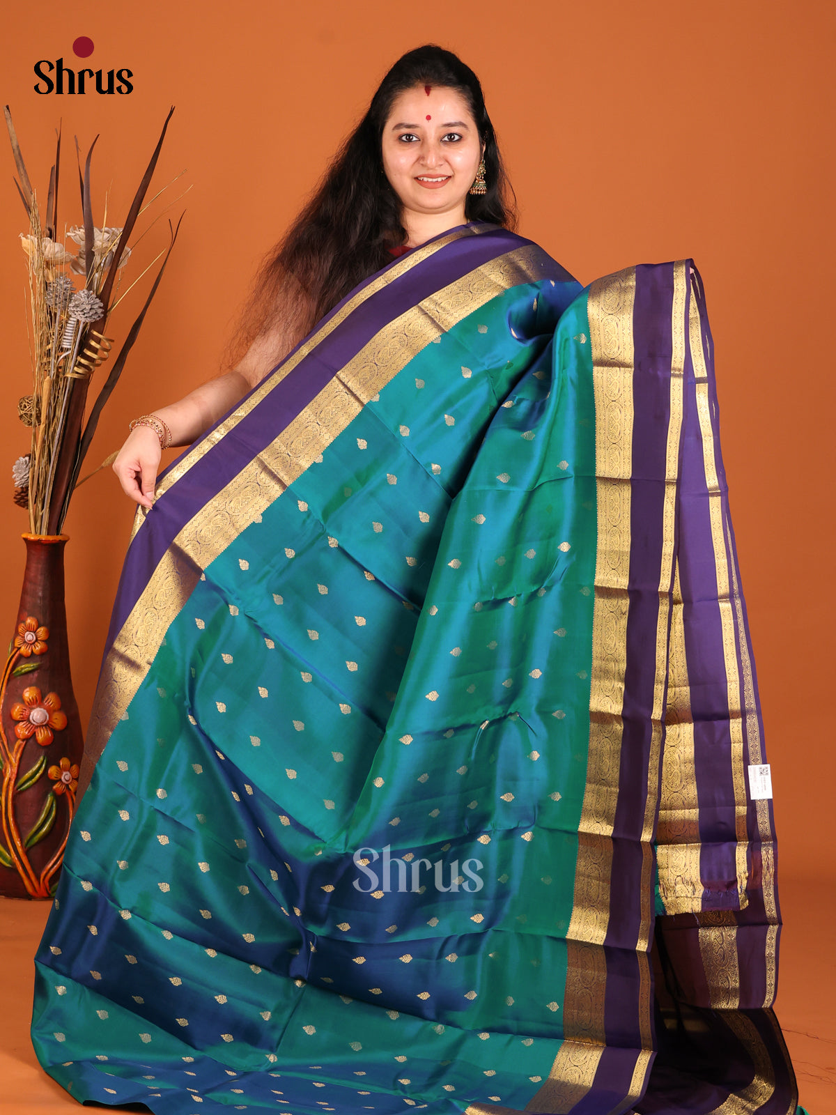 DHS16130 - Kanchipuram-halfpure Saree - Shop on Shrus.com