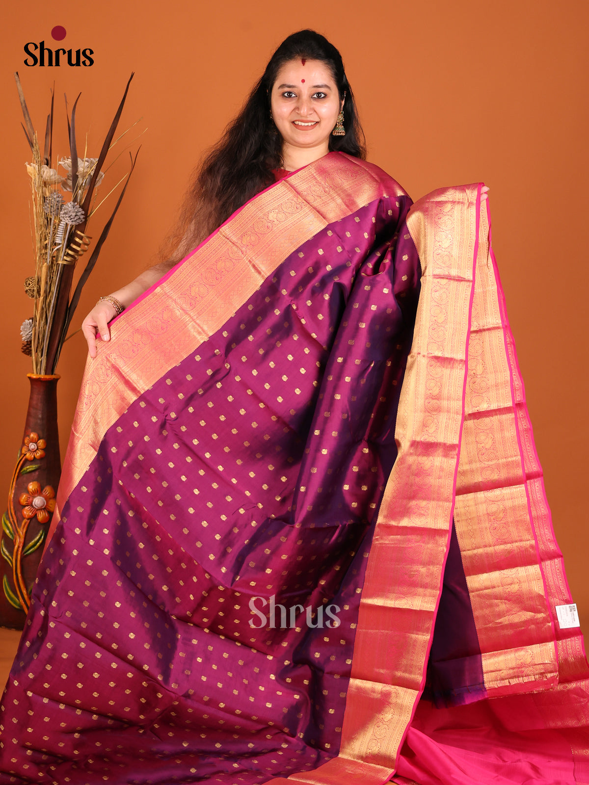 DHS16135 - Kanchipuram-halfpure Saree - Shop on Shrus.com