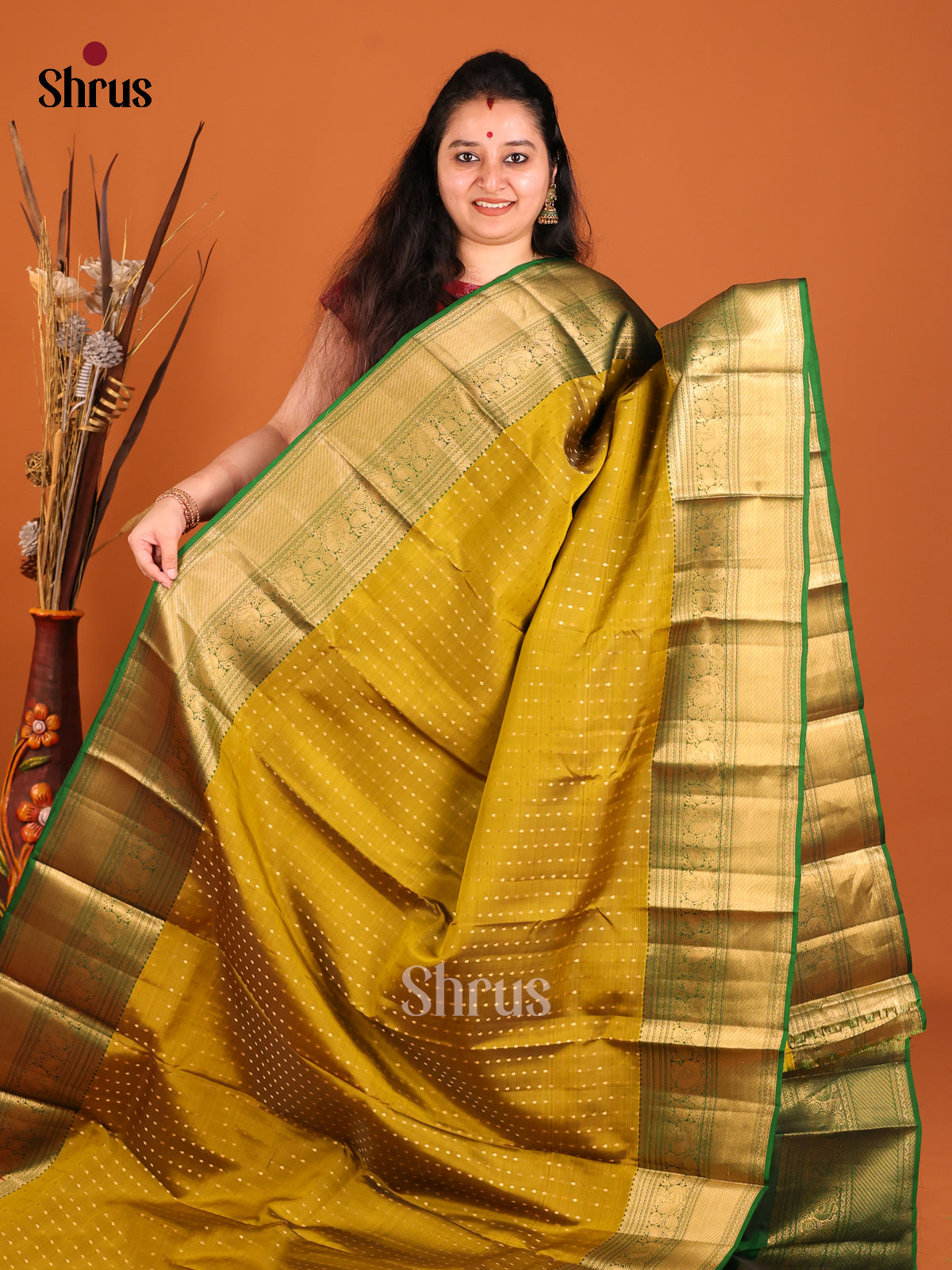 DHS16138 - Kanchipuram-halfpure Saree - Shop on Shrus.com