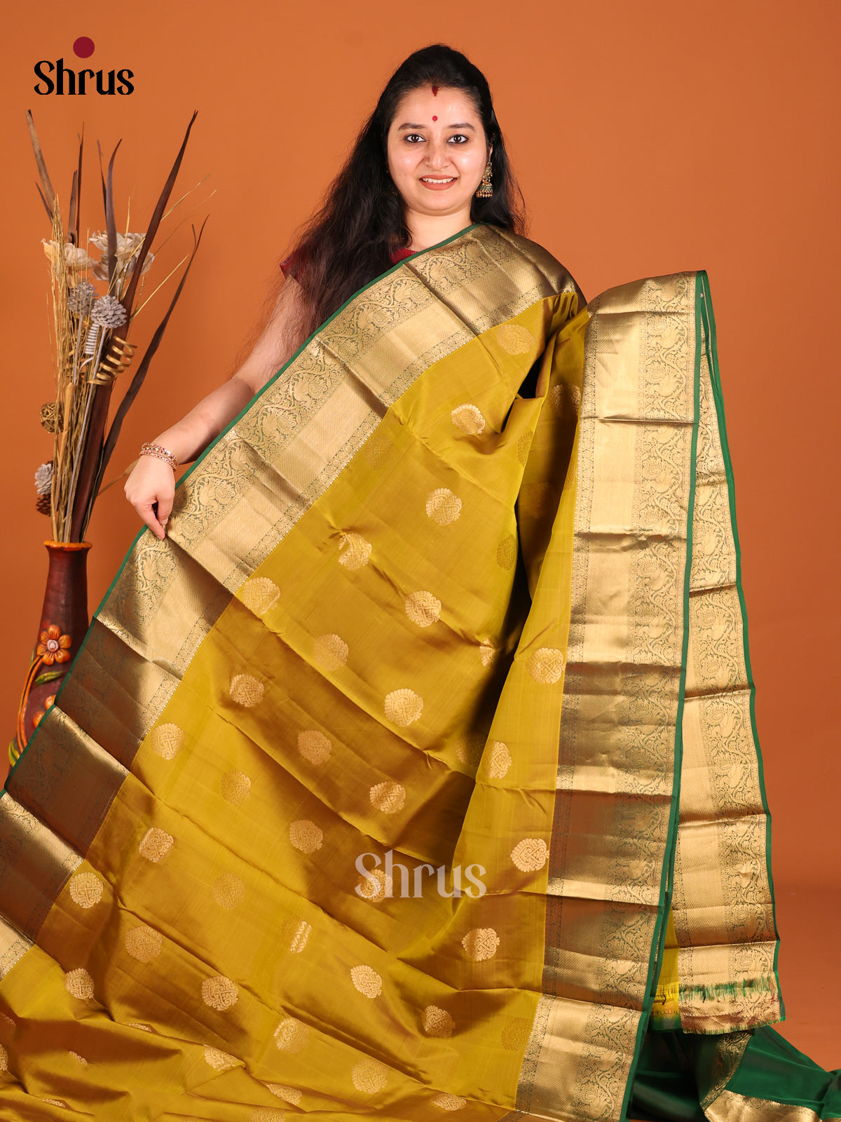 DHS16139 - Kanchipuram-halfpure Saree - Shop on Shrus.com