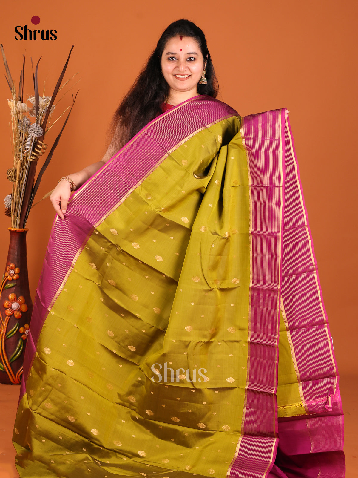 DHS16142 - Kanchipuram-halfpure Saree - Shop on Shrus.com