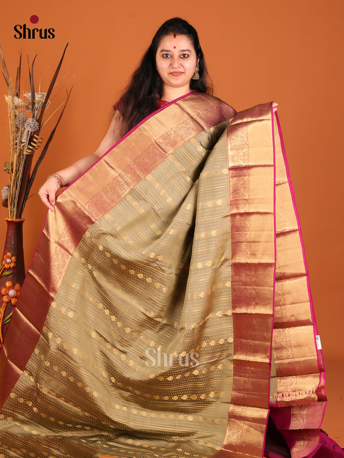 DHS16146 - Kanchipuram-halfpure Saree - Shop on Shrus.com