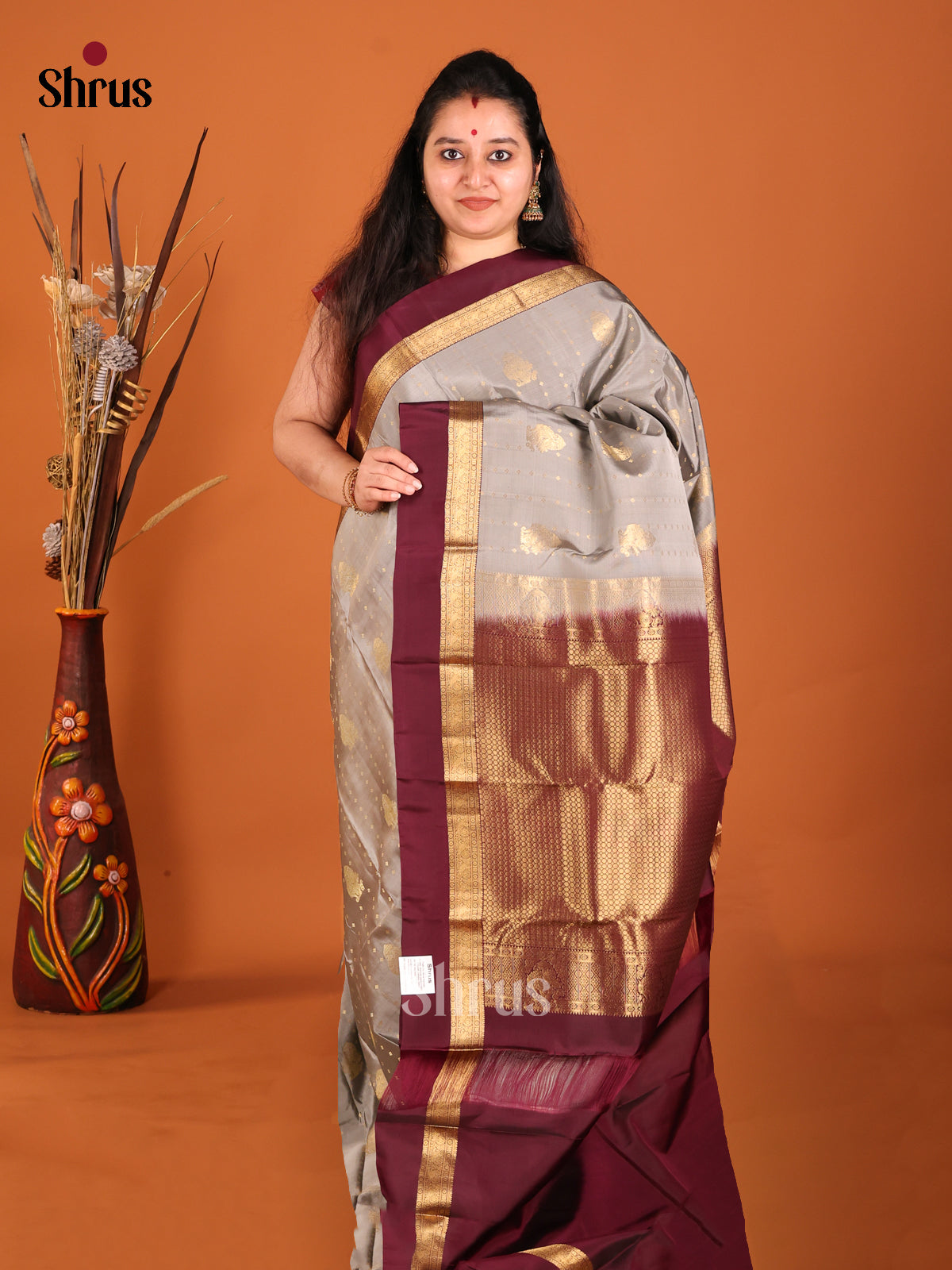 DHS16149 - Kanchipuram-halfpure Saree - Shop on Shrus.com
