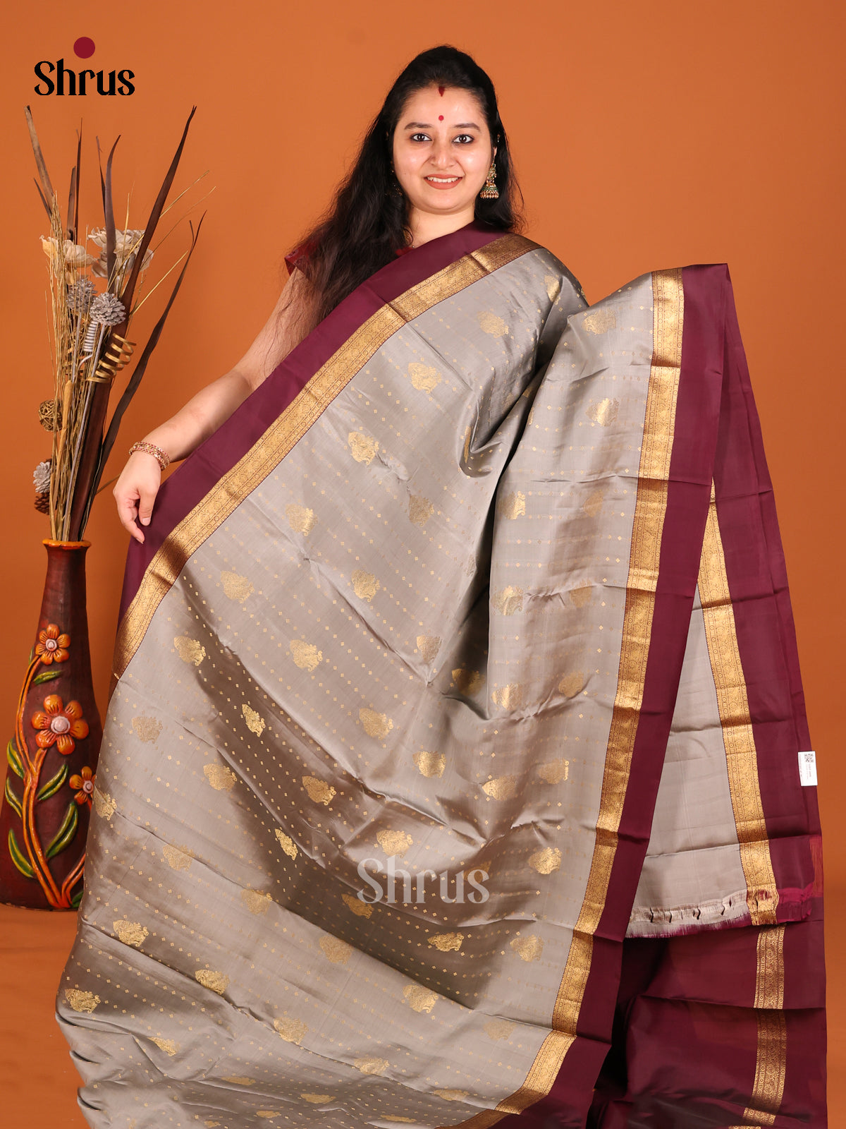 DHS16149 - Kanchipuram-halfpure Saree - Shop on Shrus.com
