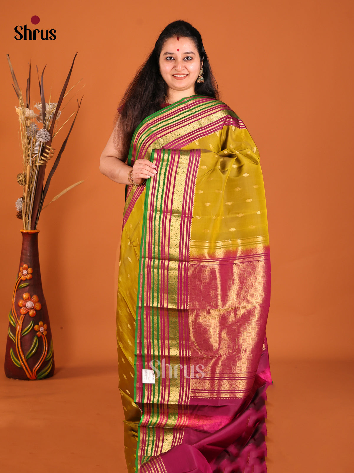 DHS16153 - Kanchipuram-halfpure Saree - Shop on Shrus.com
