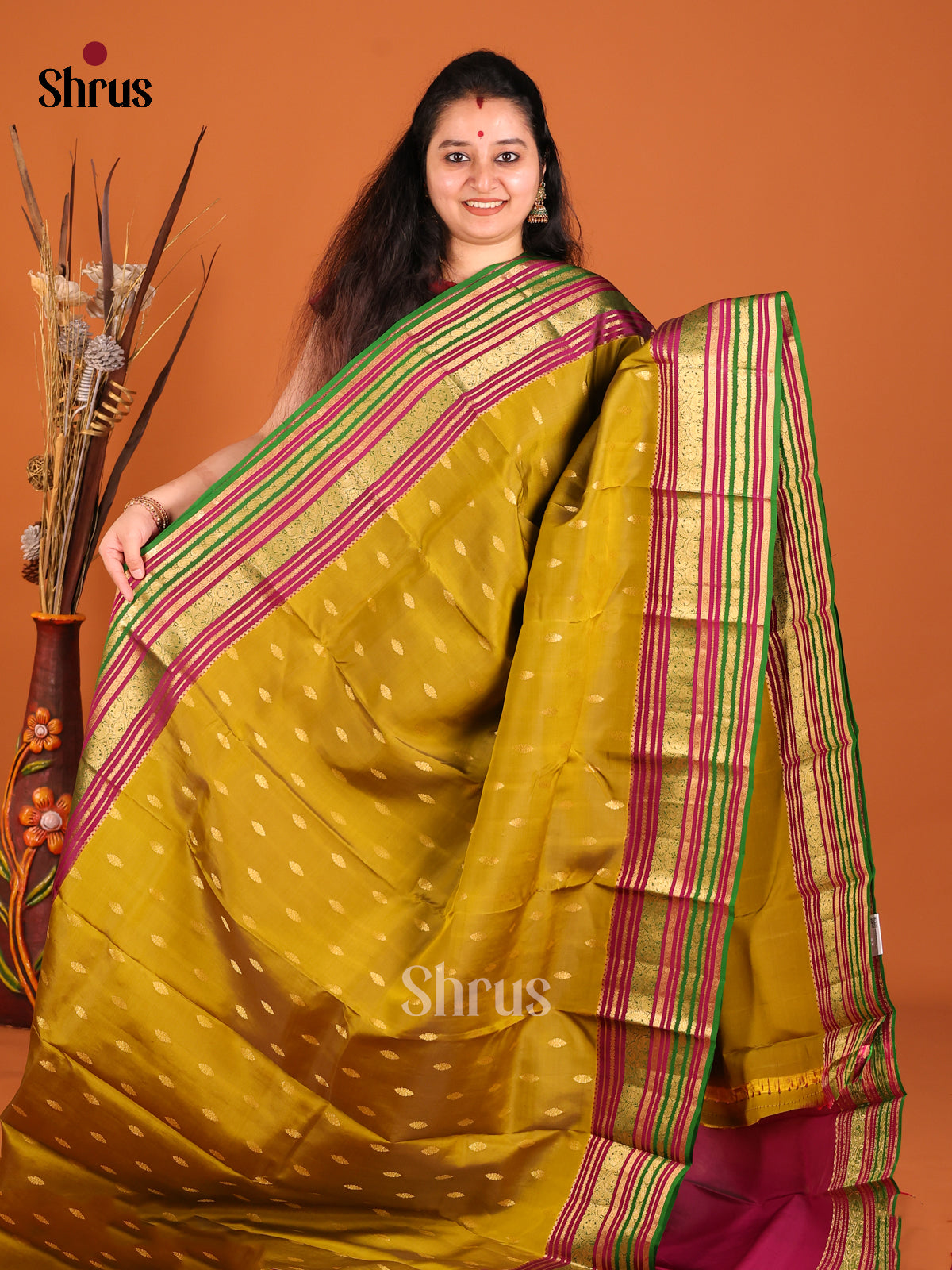 DHS16153 - Kanchipuram-halfpure Saree - Shop on Shrus.com