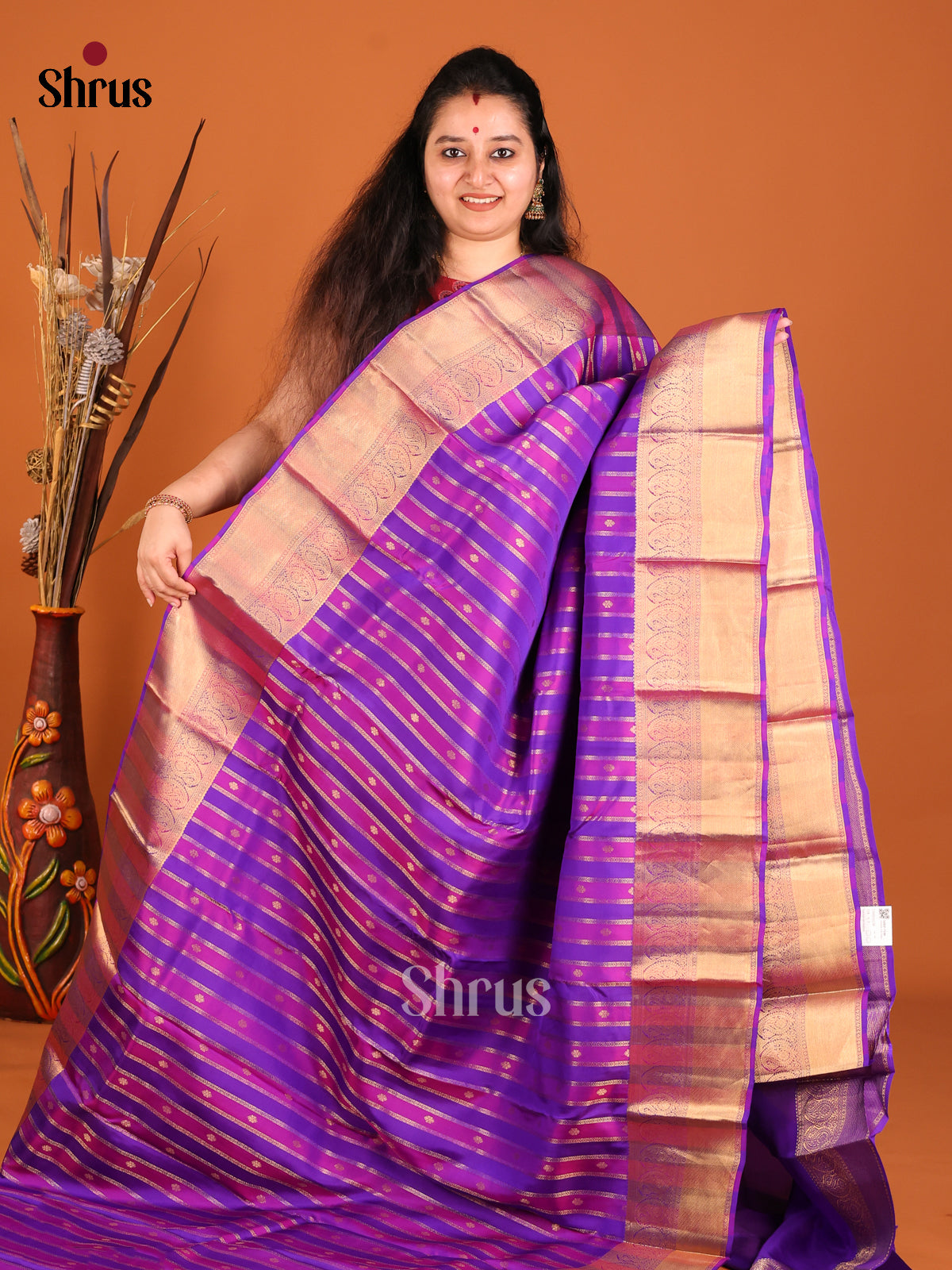 DHS16158 - Kanchipuram-halfpure Saree - Shop on Shrus.com