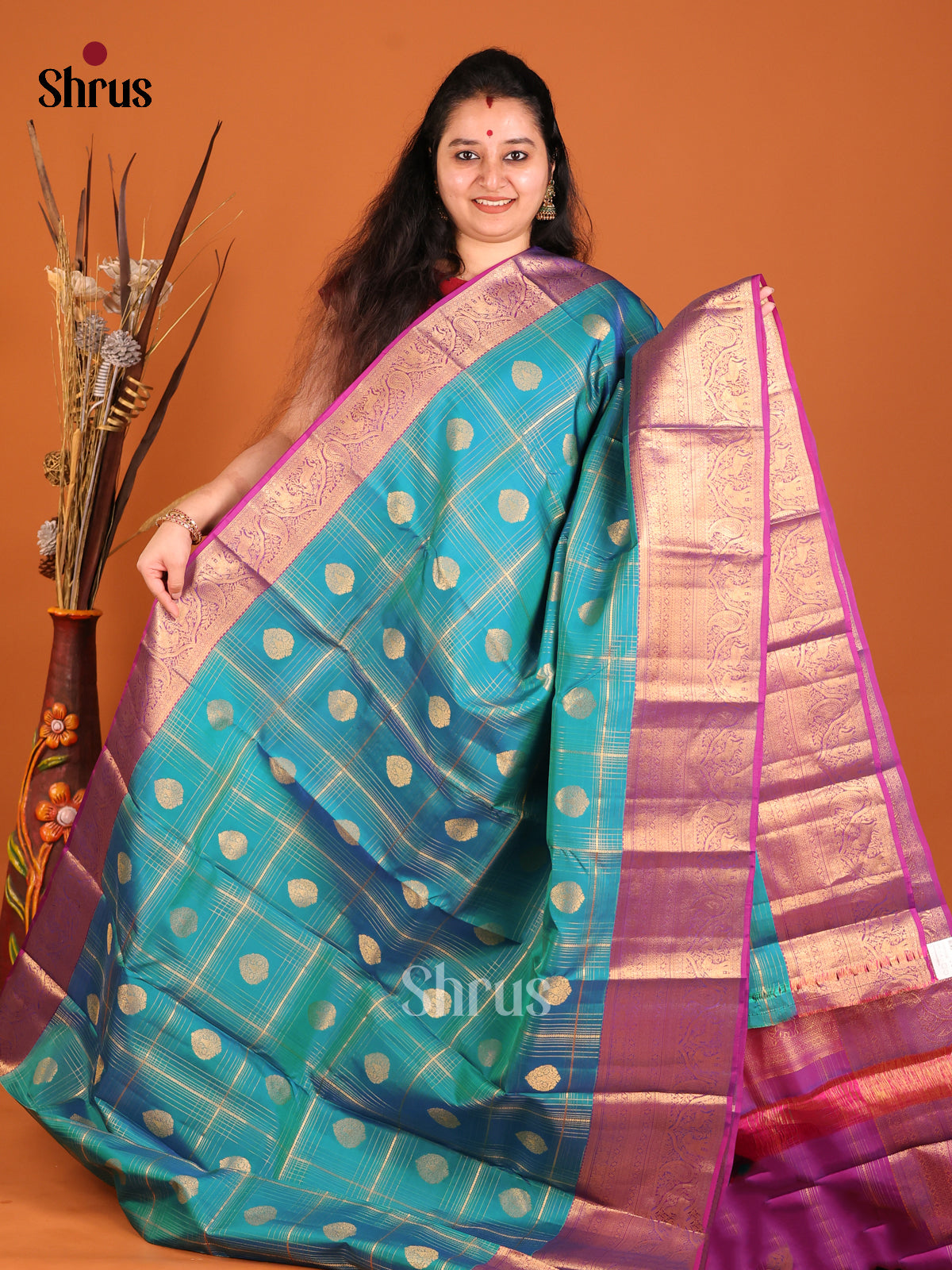 DHS16162 - Kanchipuram-halfpure Saree - Shop on Shrus.com