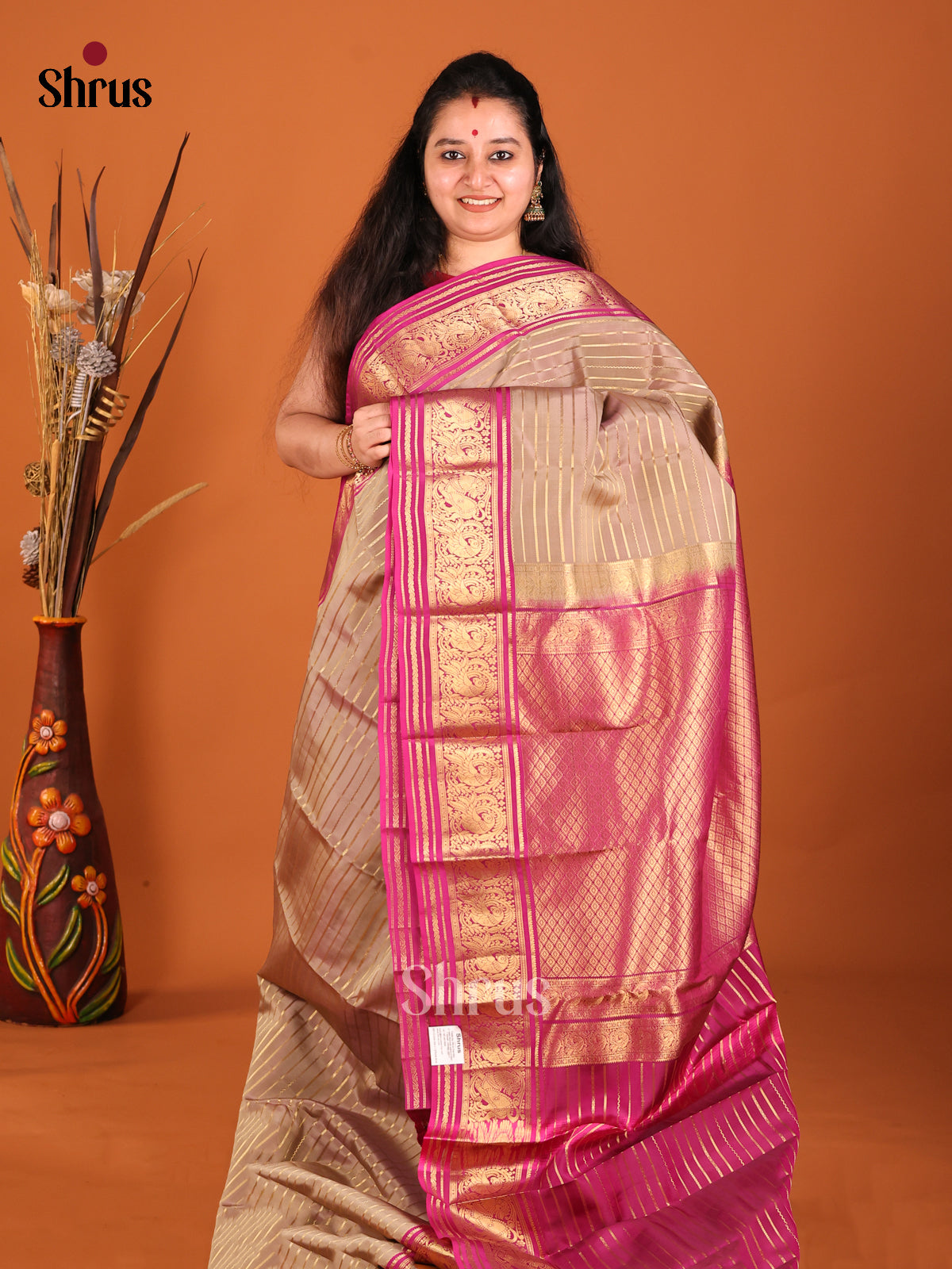 DHS16163 - Kanchipuram-halfpure Saree - Shop on Shrus.com