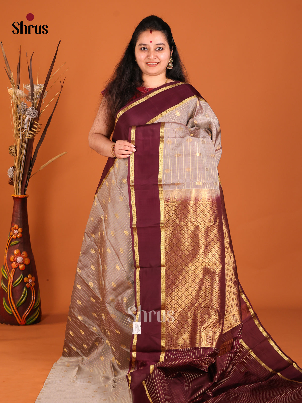 DHS16167 - Kanchipuram-halfpure Saree - Shop on Shrus.com