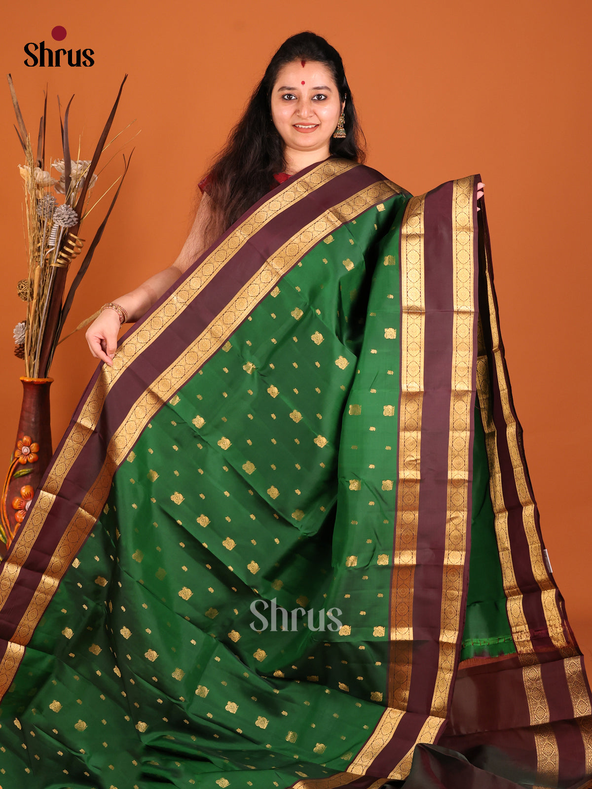 DHS16168 - Kanchipuram-halfpure Saree - Shop on Shrus.com