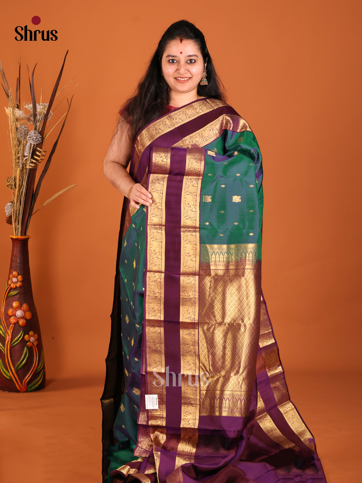DHS16170 - Kanchipuram-halfpure Saree - Shop on Shrus.com