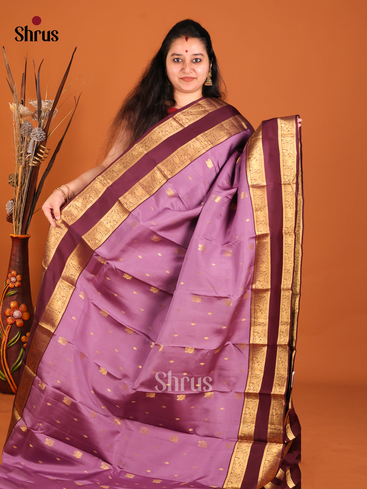 DHS16172 - Kanchipuram-halfpure Saree - Shop on Shrus.com