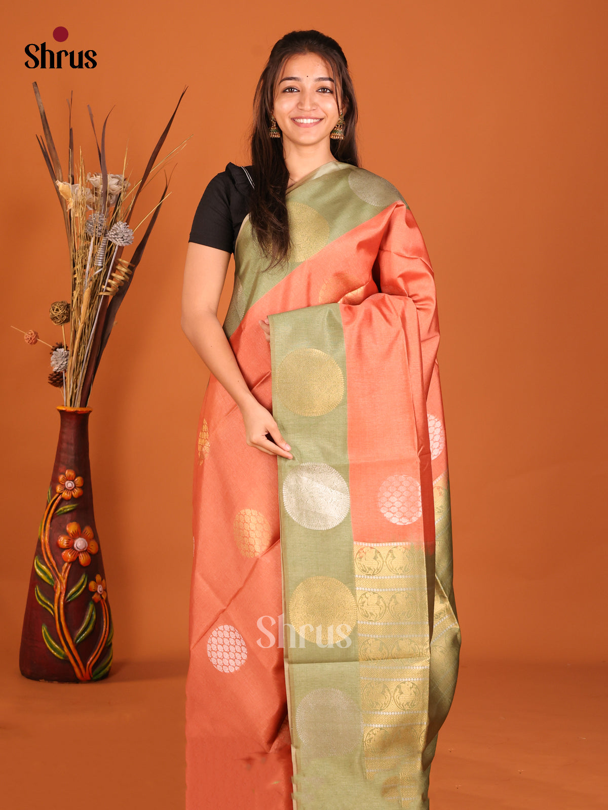 DHS18287 - Semi Tussar Saree - Shop on Shrus.com