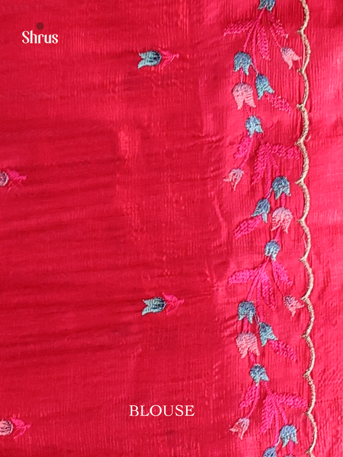 Reddish Pink - Semi Rawsilk Saree - Shop on Shrus.com