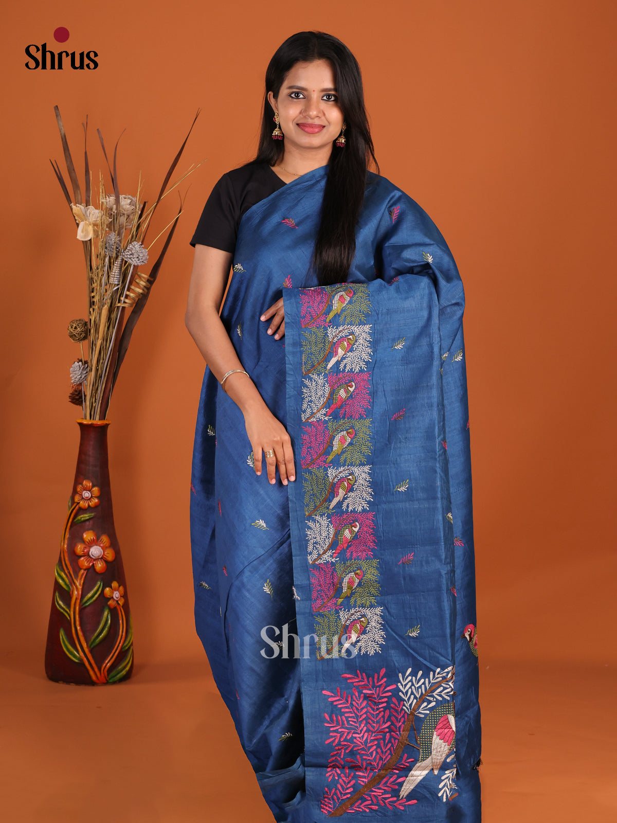 Blue - Semi Rawsilk Saree