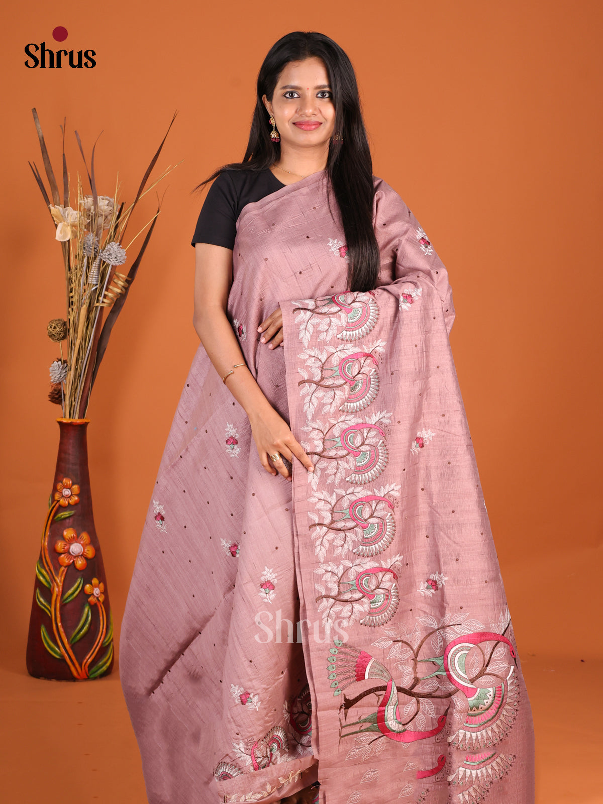 Lavender - Semi Rawsilk Saree - Shop on Shrus.com