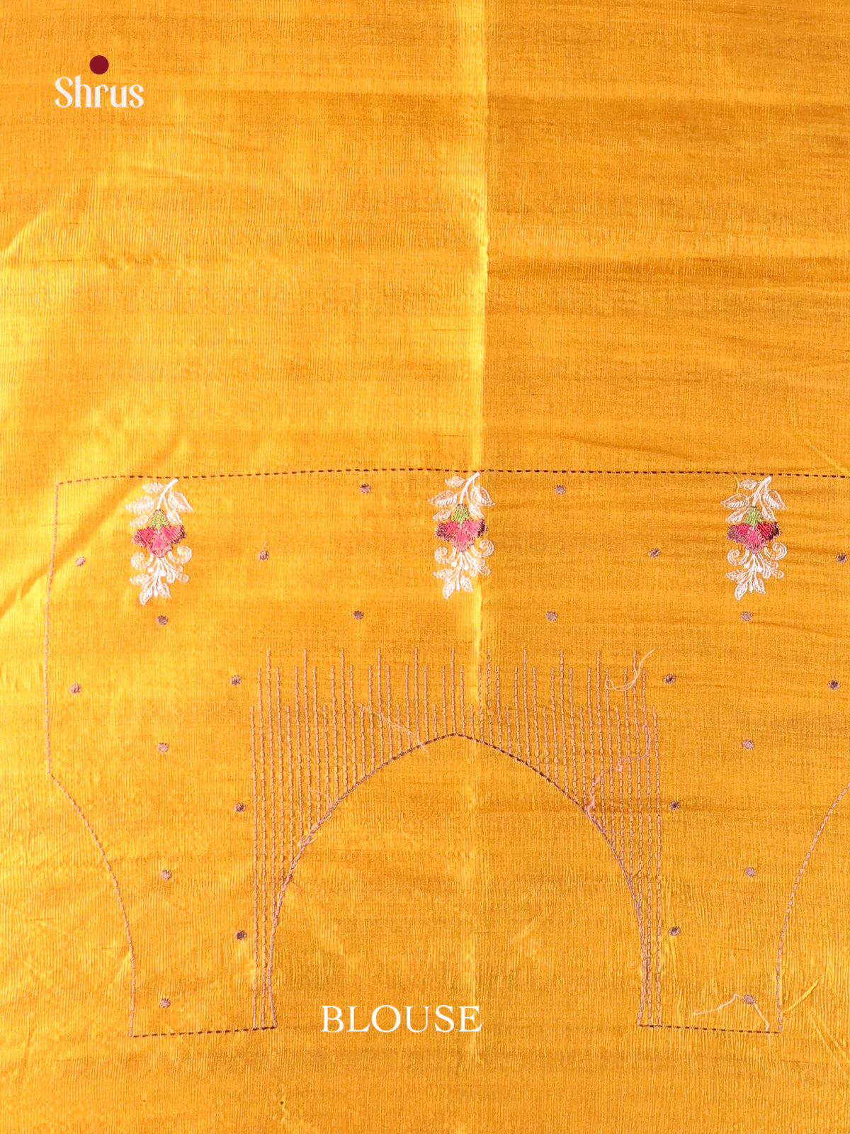 Yellow - Semi Rawsilk Saree - Shop on Shrus.com