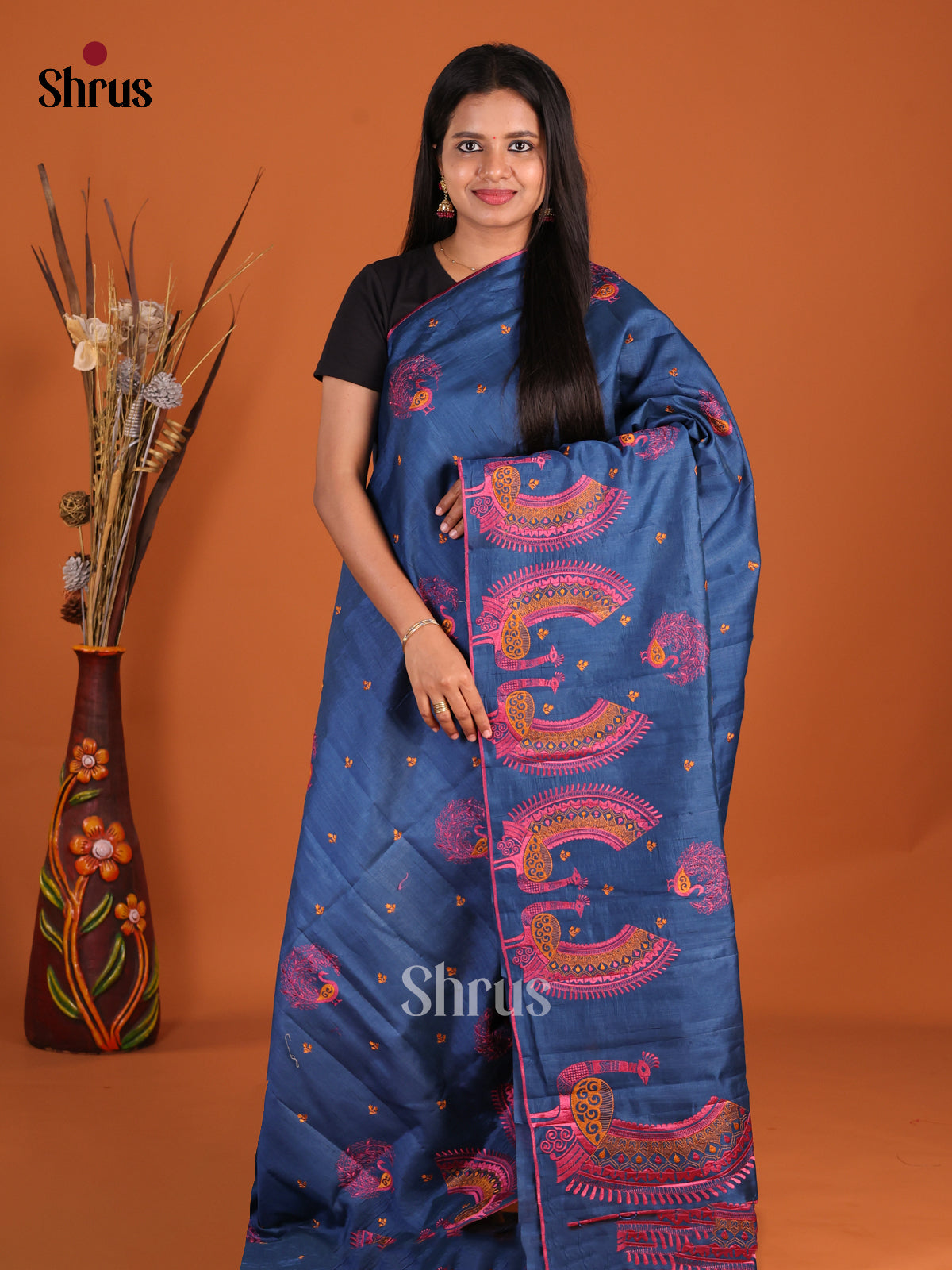 Blue - Semi Rawsilk Saree