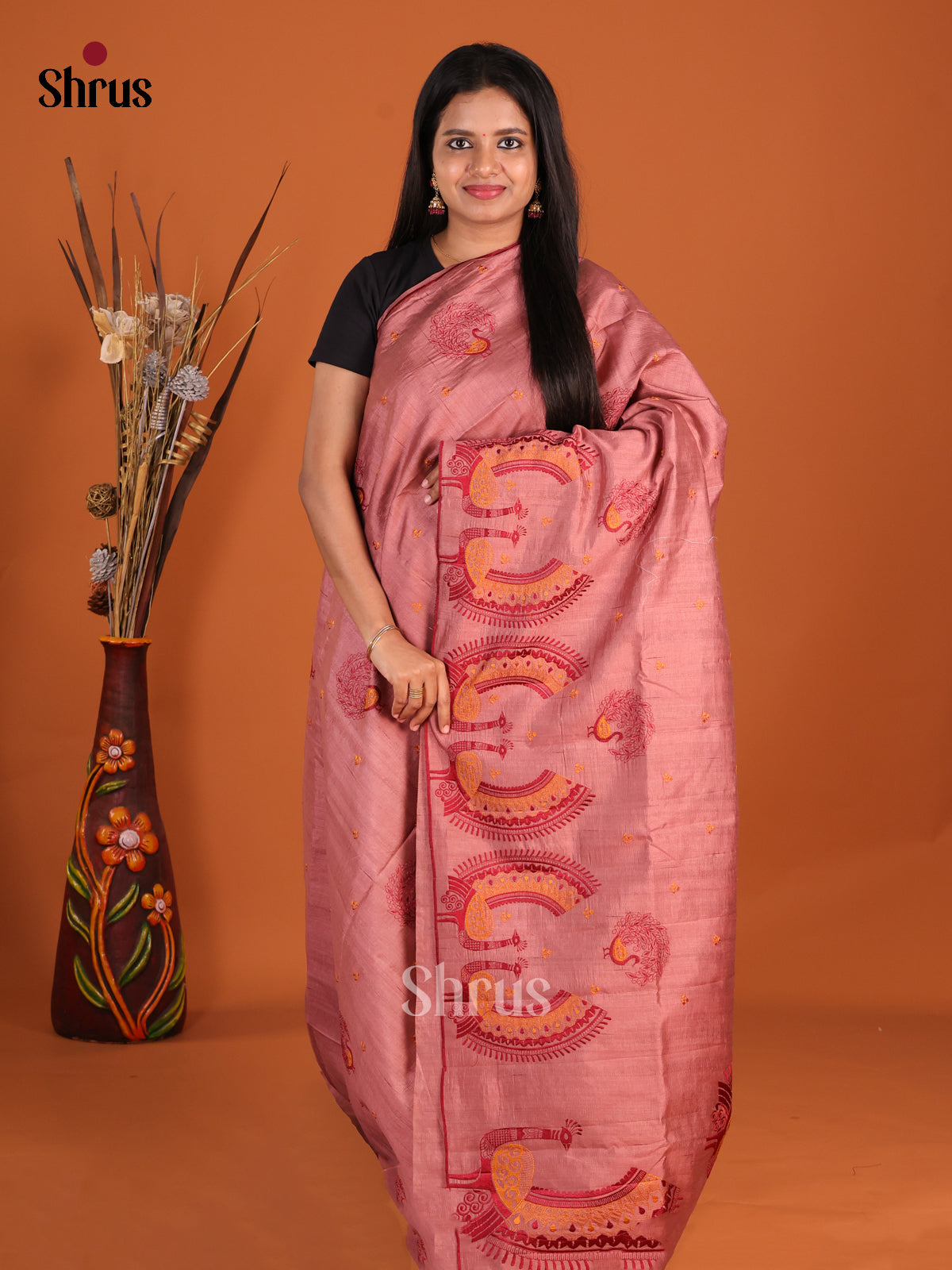 Onion Peel - Semi Rawsilk Saree - Shop on Shrus.com
