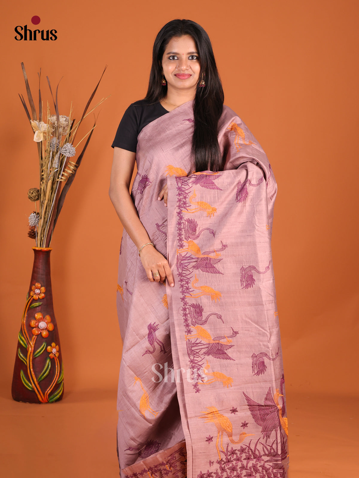 Lavender - Semi Rawsilk Saree - Shop on Shrus.com