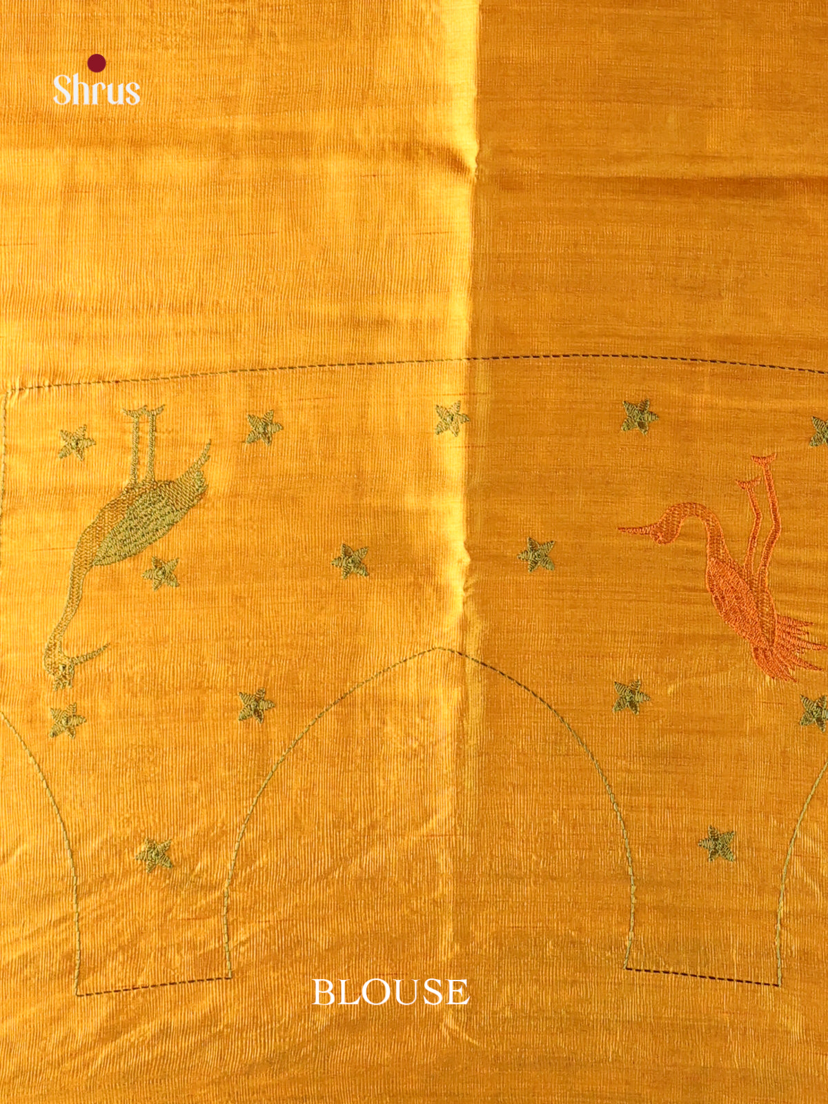 Yellow - Semi Rawsilk Saree - Shop on Shrus.com