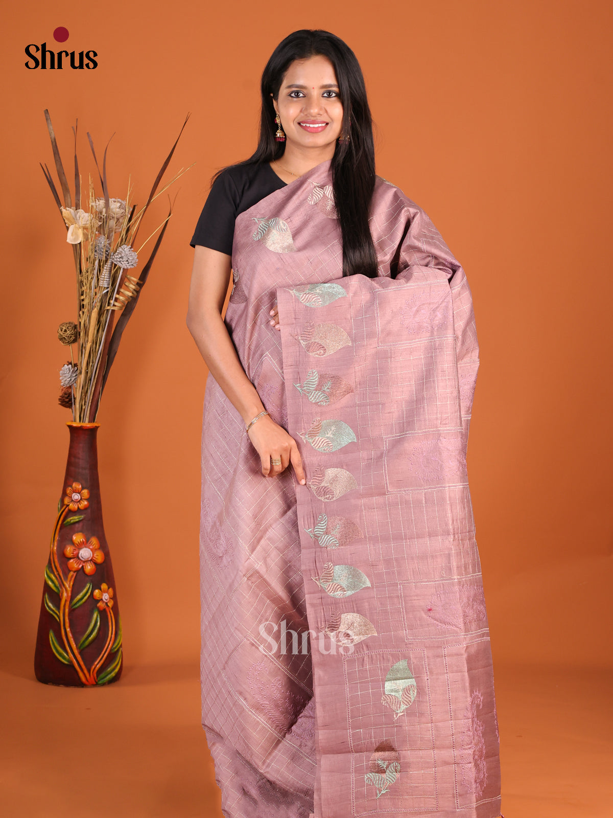 Lavender - Semi Rawsilk Saree - Shop on Shrus.com