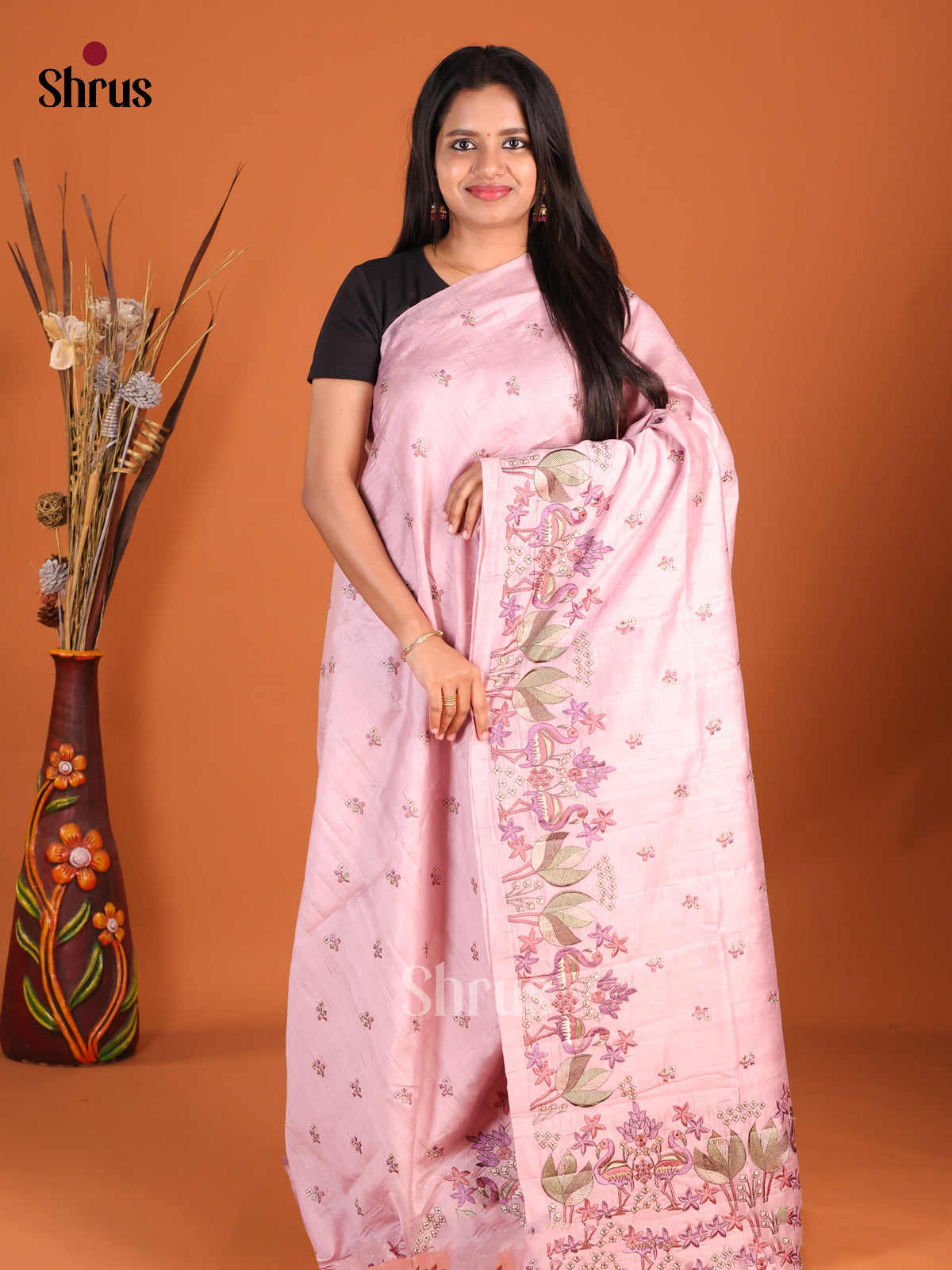Lavender - Semi Rawsilk Saree - Shop on Shrus.com