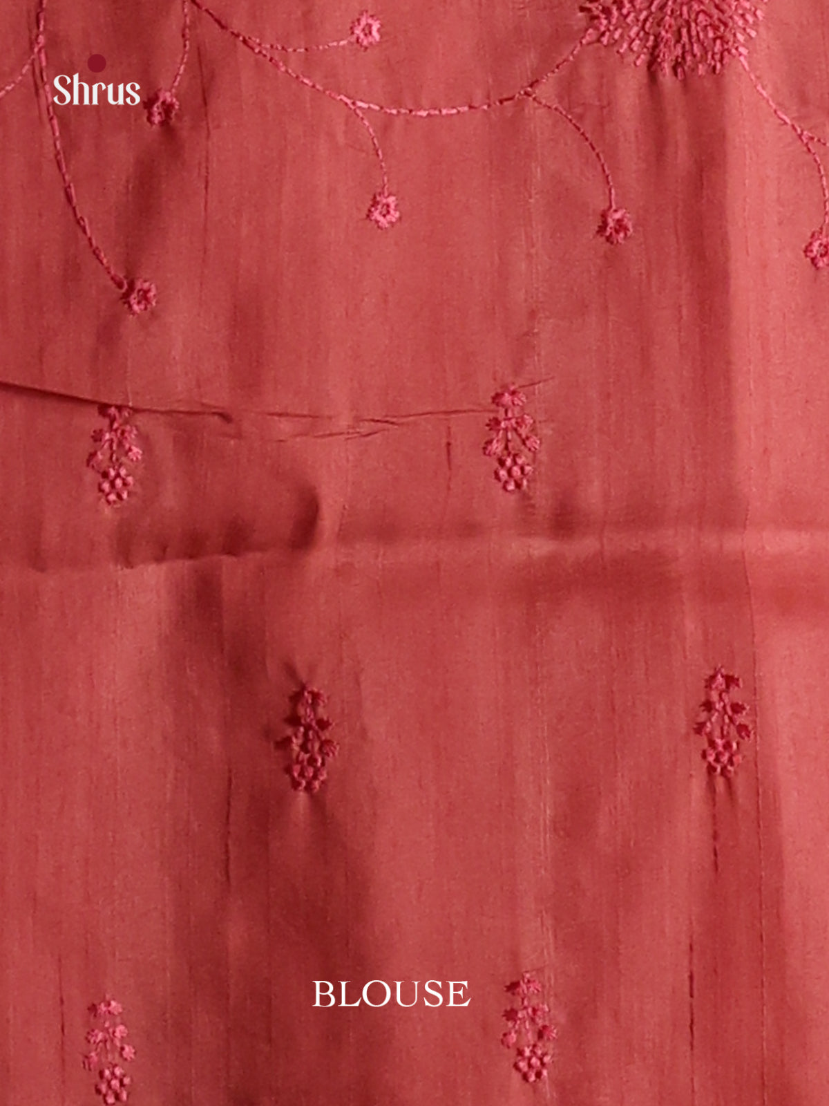 Orangish Pink & Maroon  - Semi Rawsilk Saree - Shop on Shrus.com