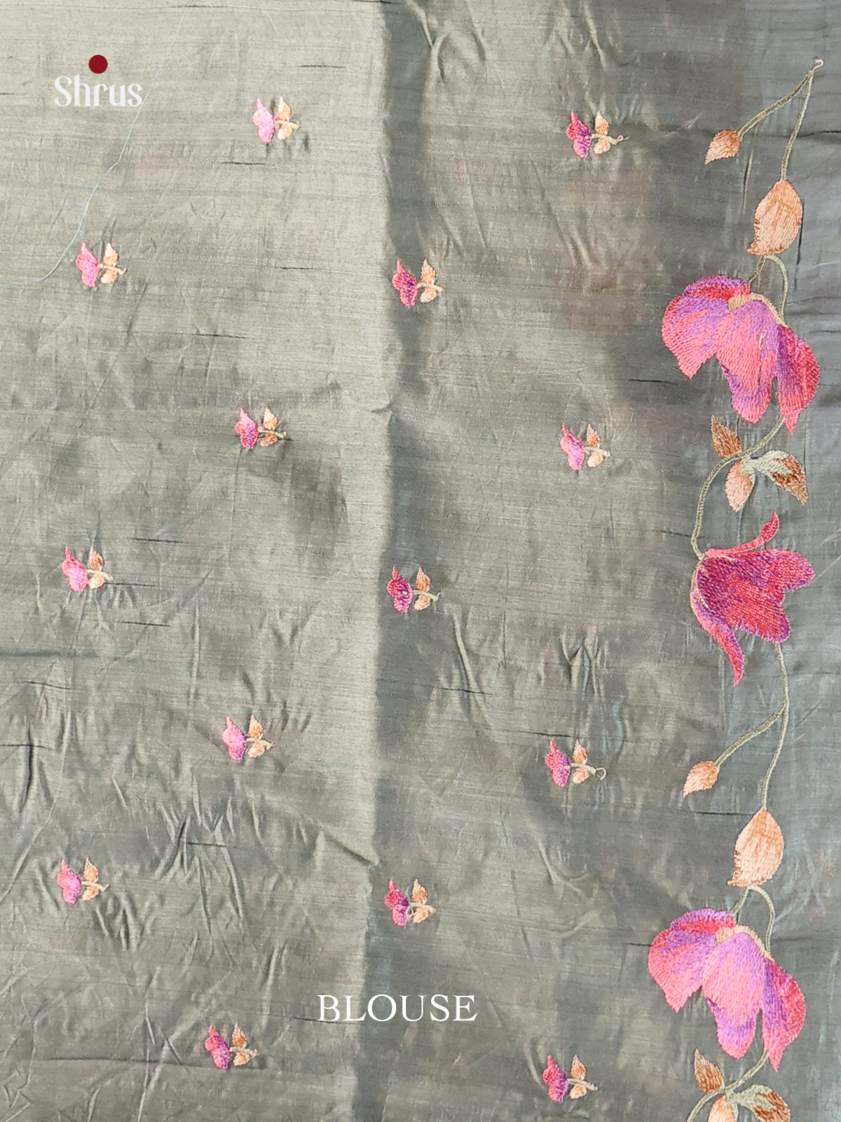 Grey - Semi Rawsilk Saree - Shop on Shrus.com