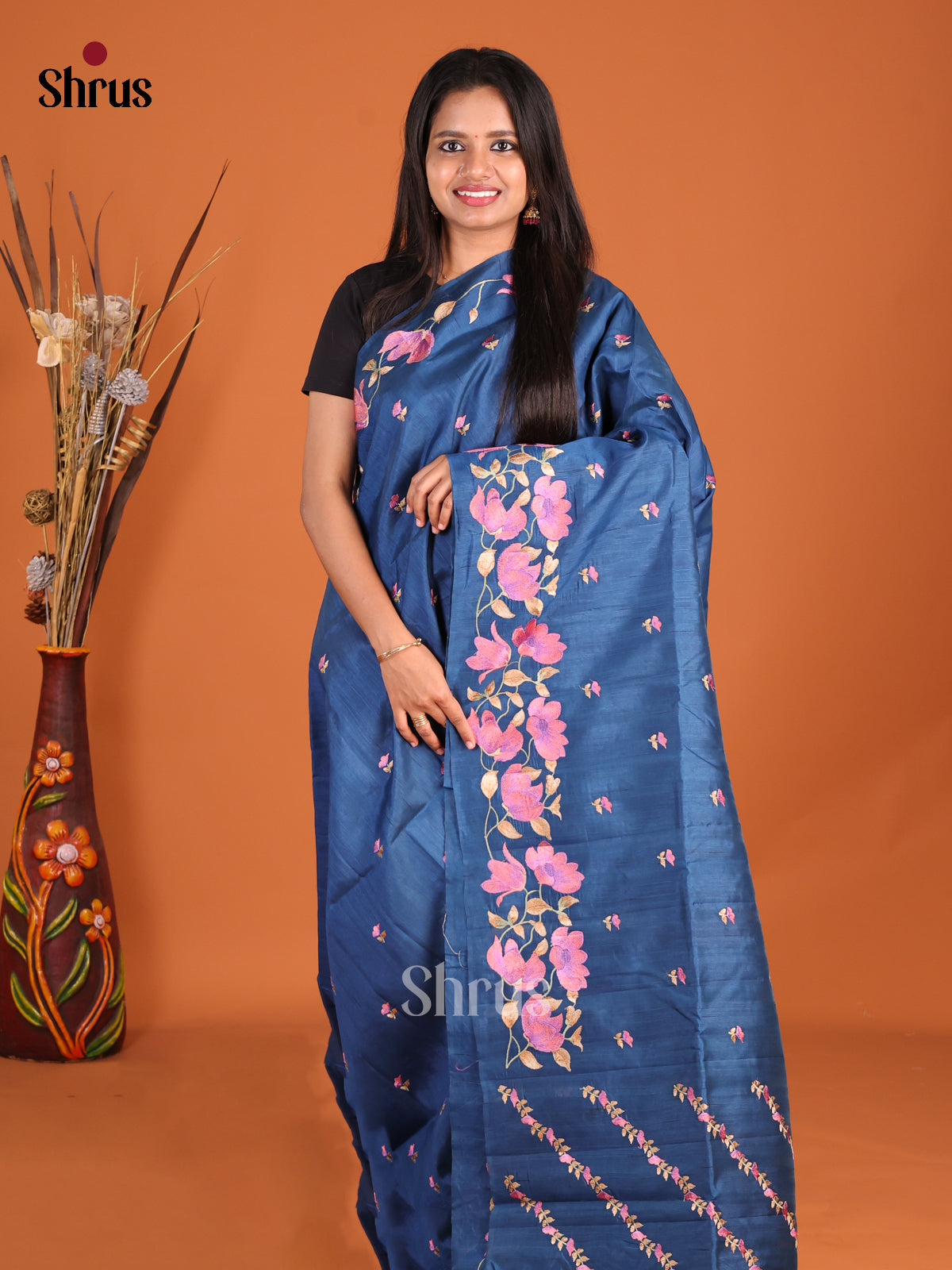 Blue - Semi Rawsilk Saree